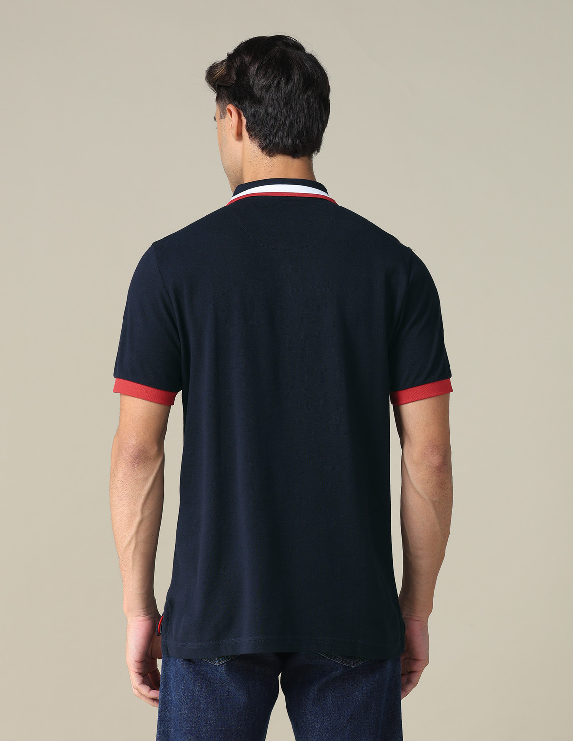 Image of U.S. POLO ASSN. Graphic Print Men Polo Neck Blue T-Shirt
