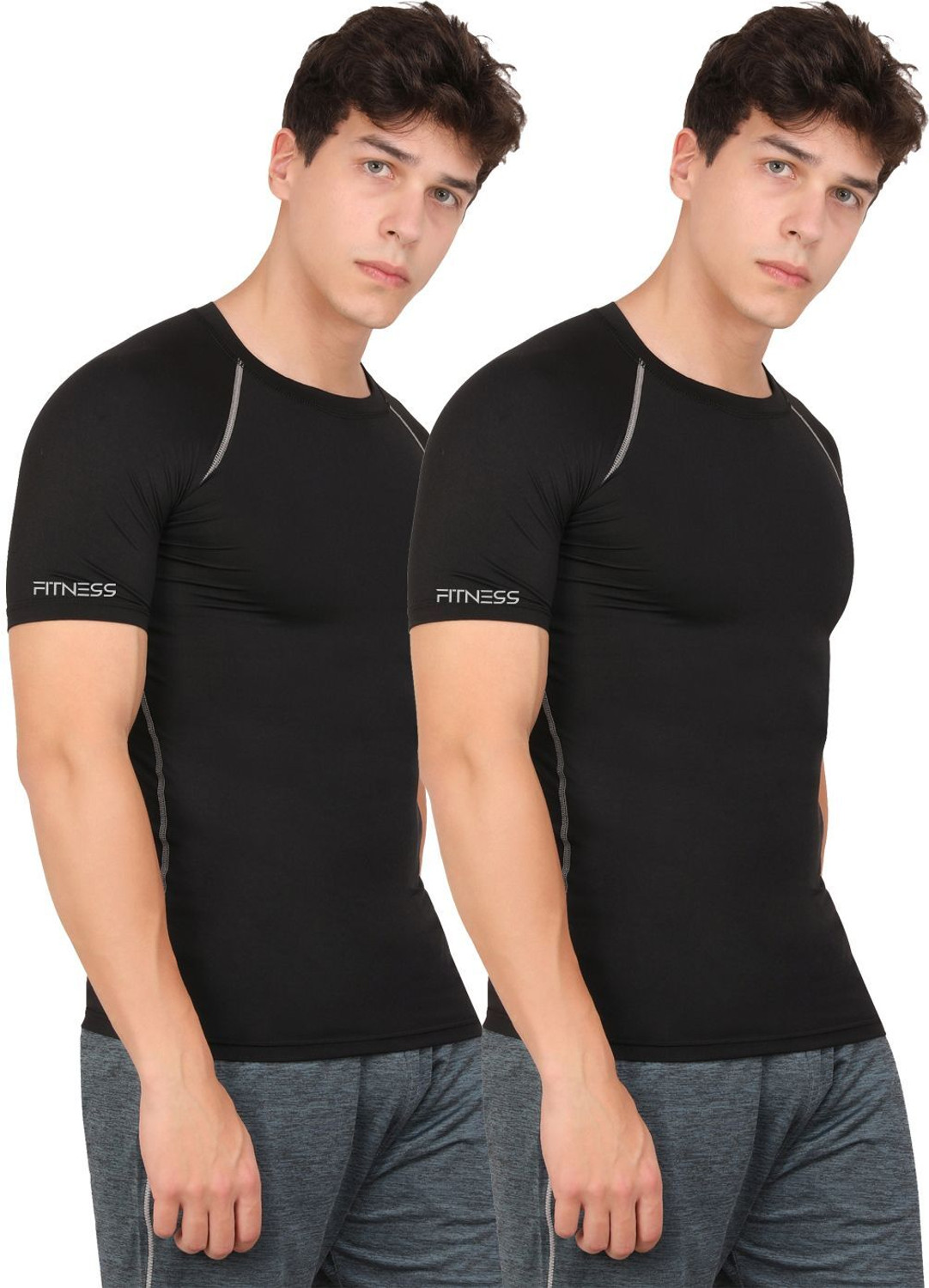 Image of NINQ Solid Men Round Neck Black T-Shirt
