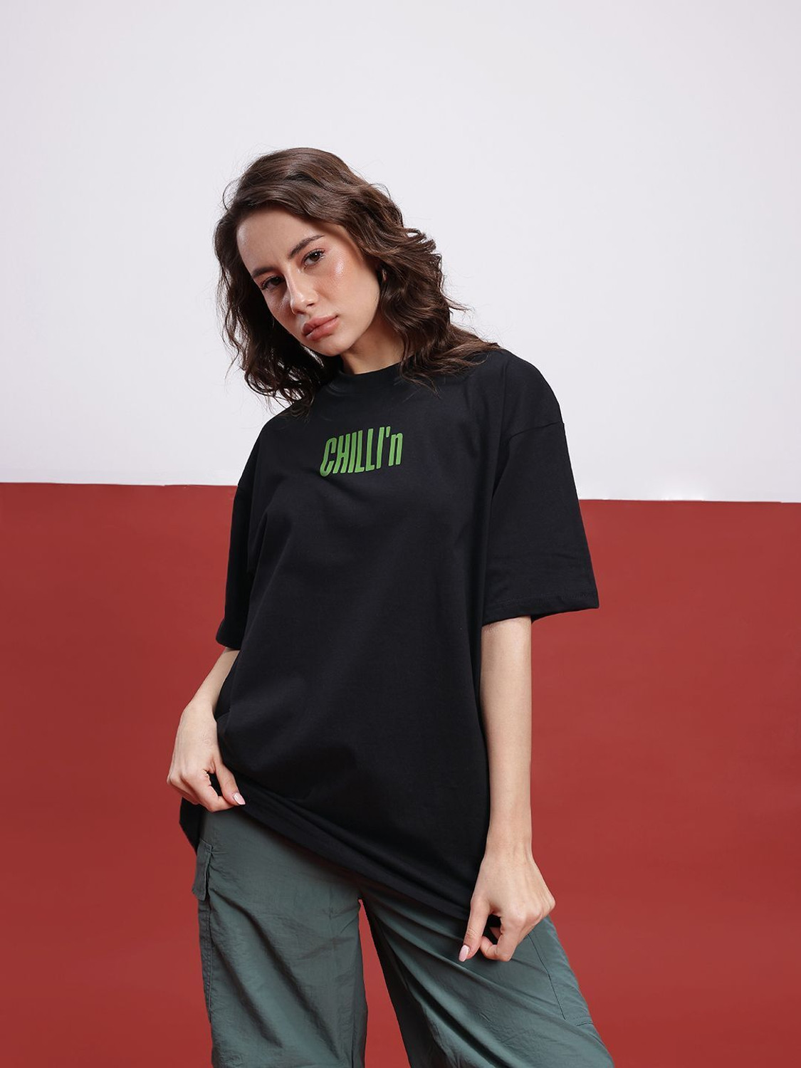 Image of Glitchez Graphic Print Women Round Neck Black T-Shirt