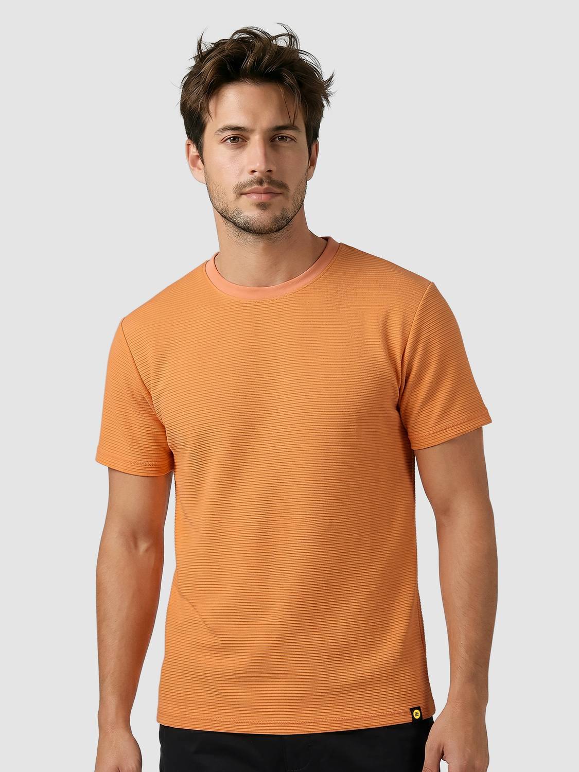 BEYOUNG Solid Men Round Neck Orange T-Shirt