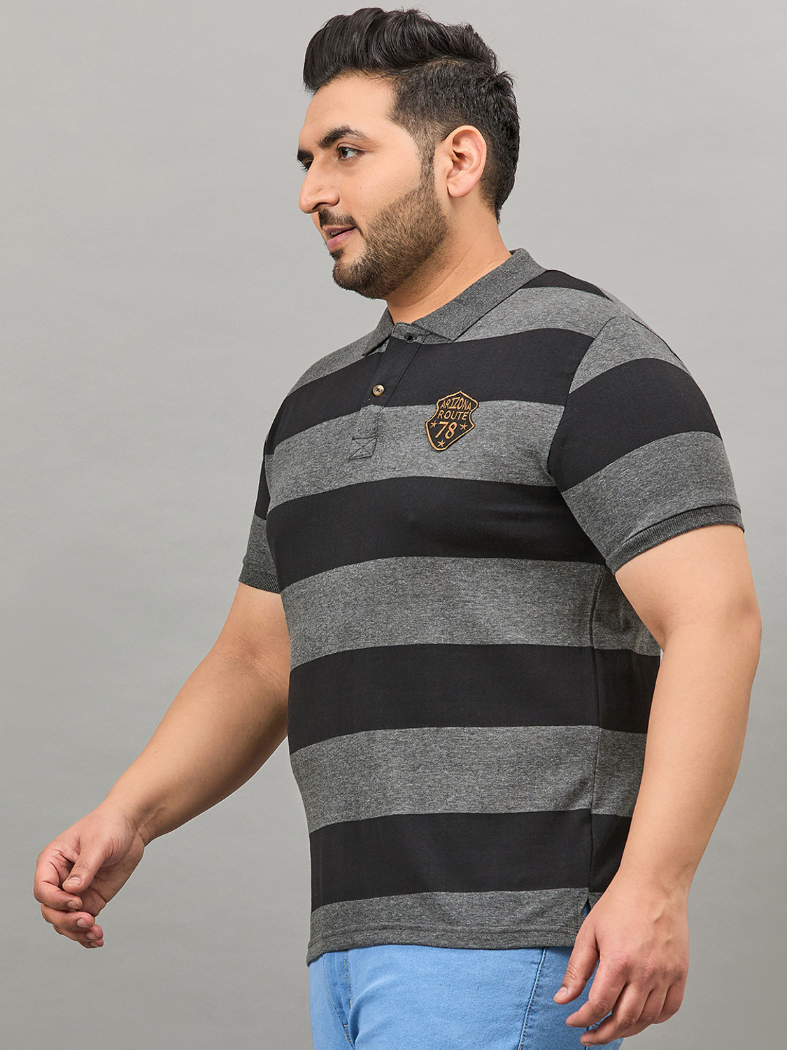 Image of Austivo Striped Men Polo Neck Multicolor T-Shirt