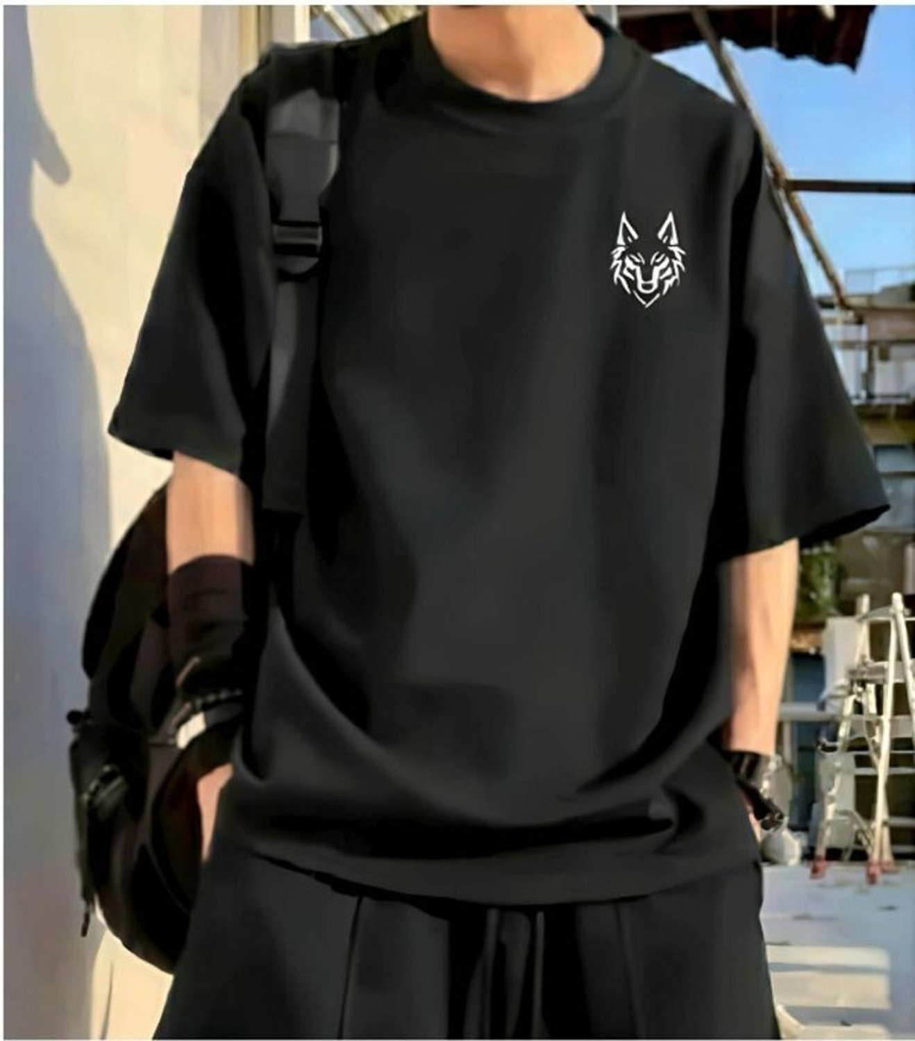 Image of Kyanshi Fashion Graphic Print Men Round Neck Black T-Shirt