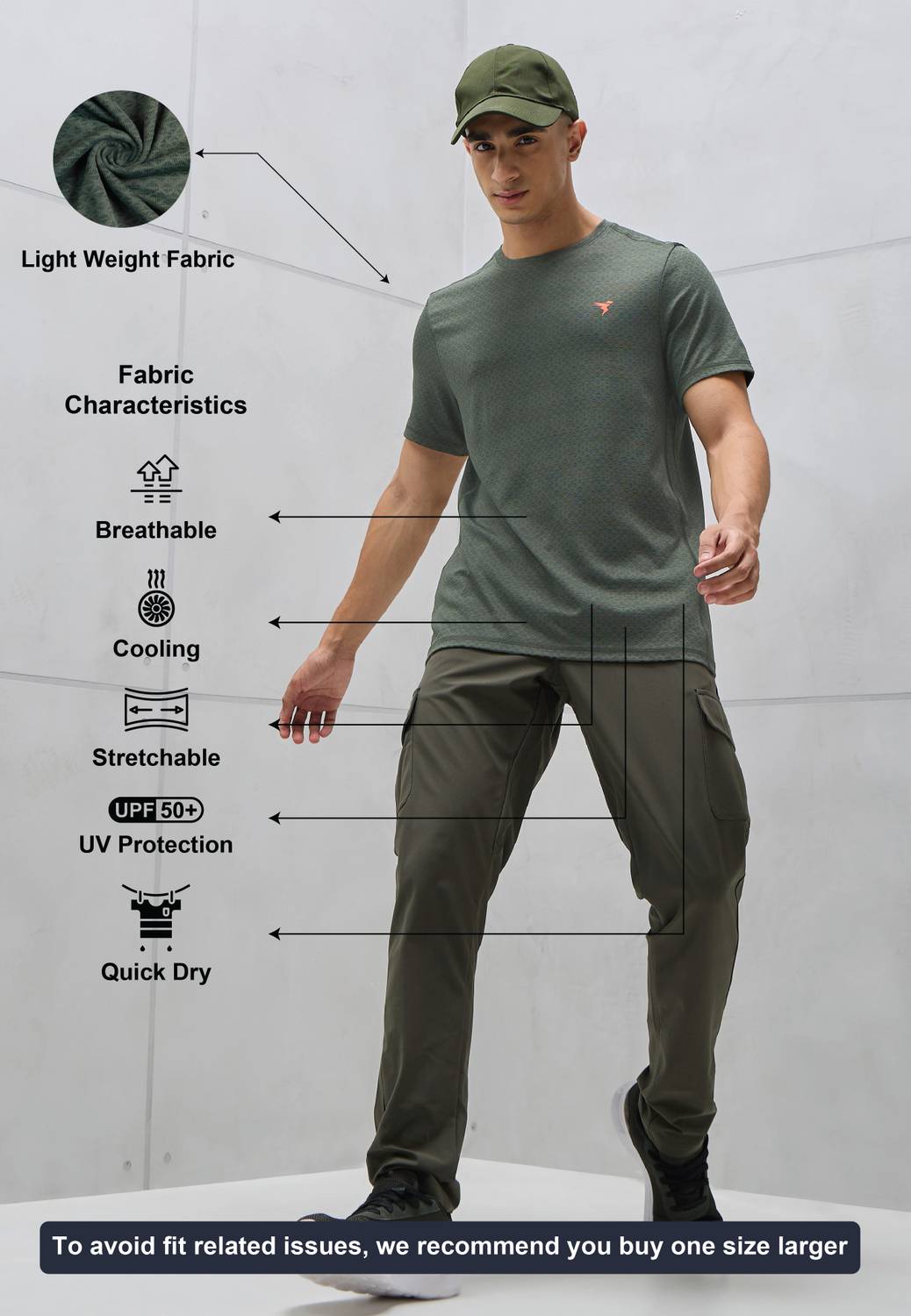 TECHNOSPORT Men Green Crew Neck T-Shirt - Image 5