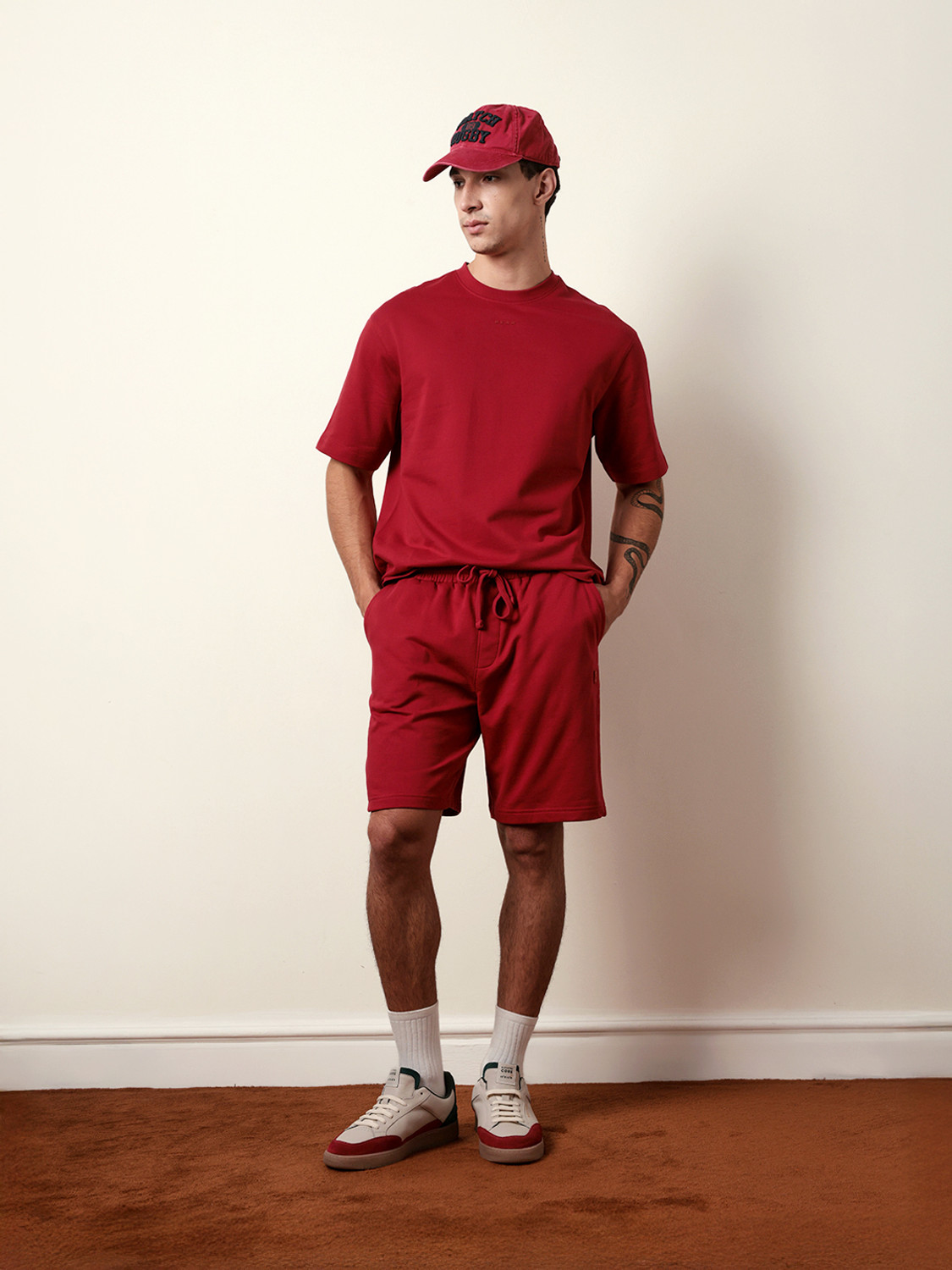 Image of THE BEAR HOUSE Solid Men Round Neck Red T-Shirt