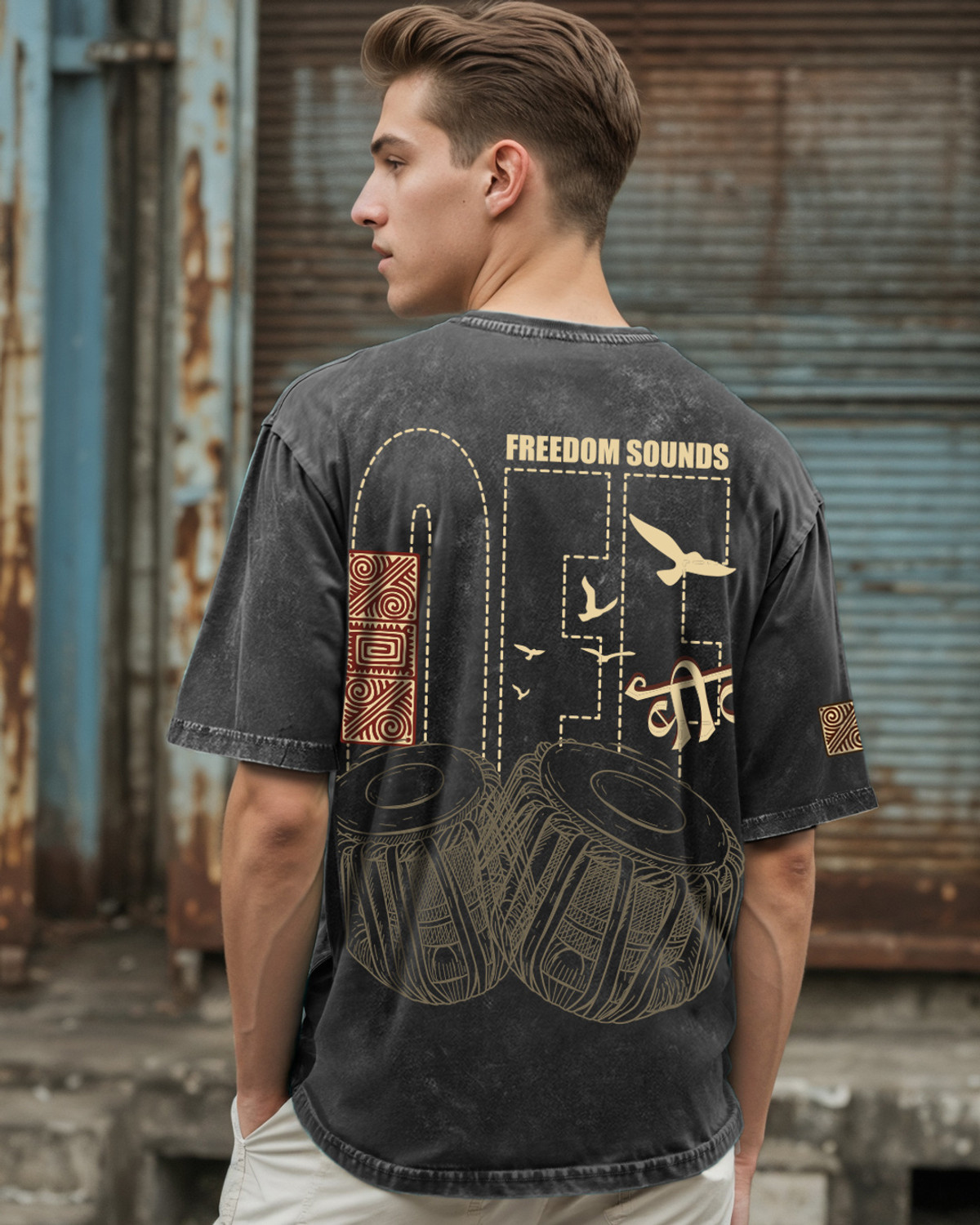Image of BEWAKOOF Graphic Print Men Round Neck Black T-Shirt