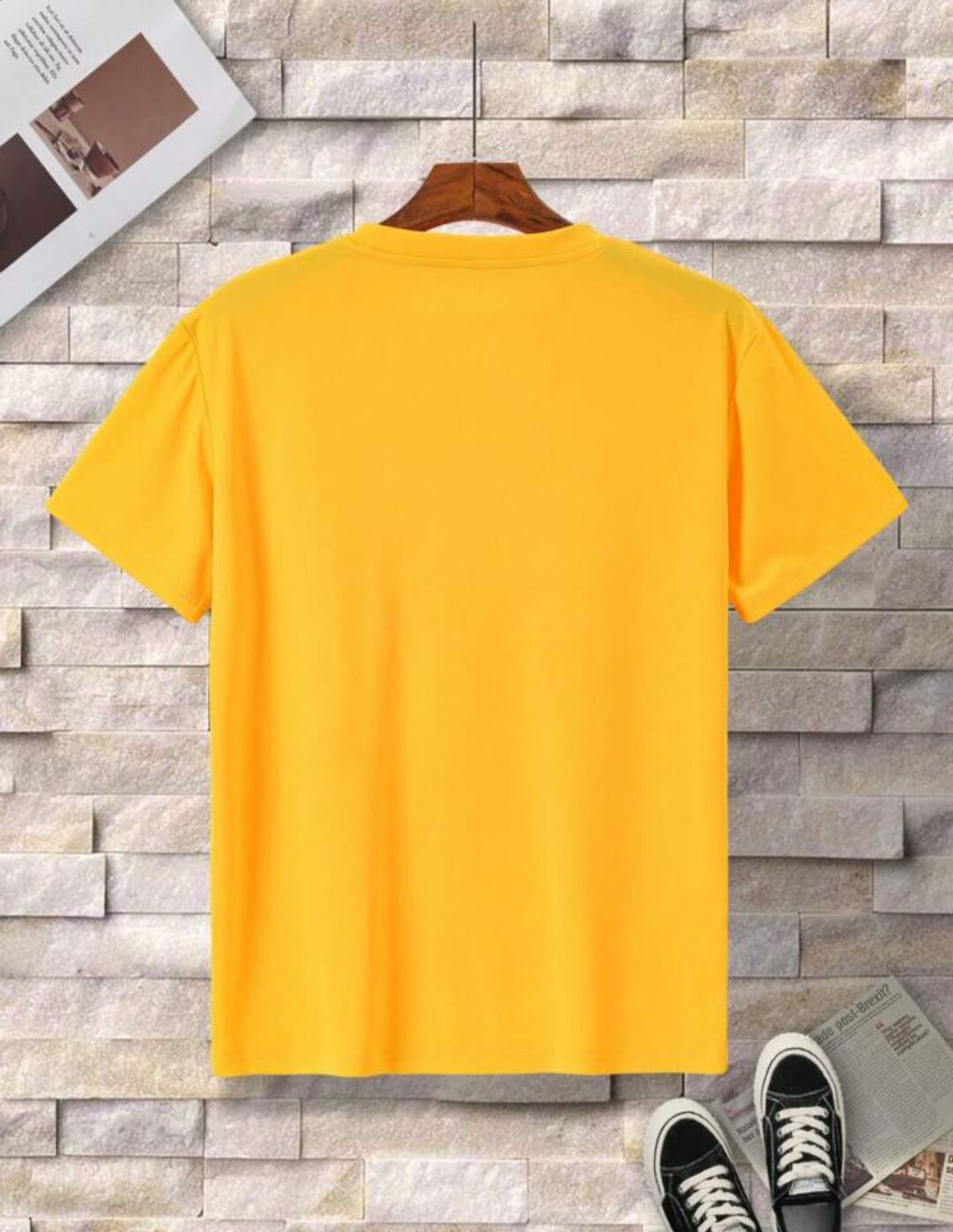 Image of Magneto Printed Men Round Neck Yellow T-Shirt