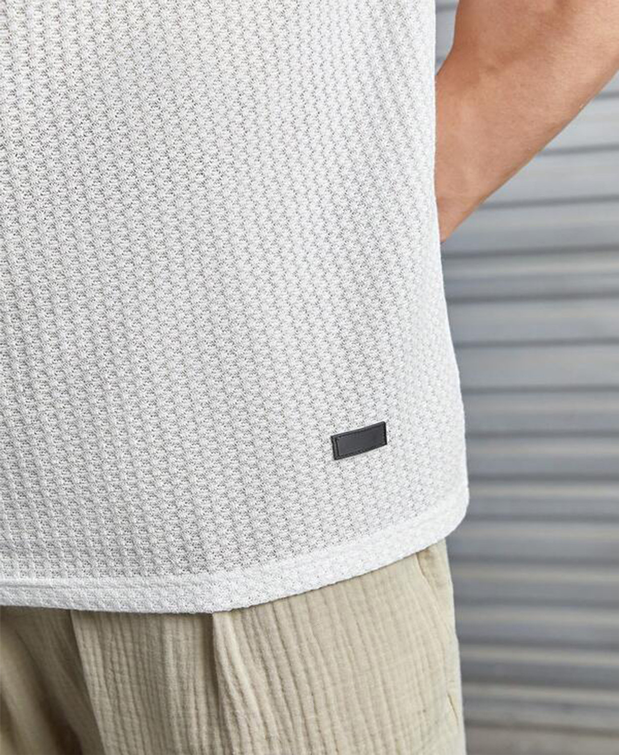 Image of LEWEL Solid Men Round Neck White T-Shirt
