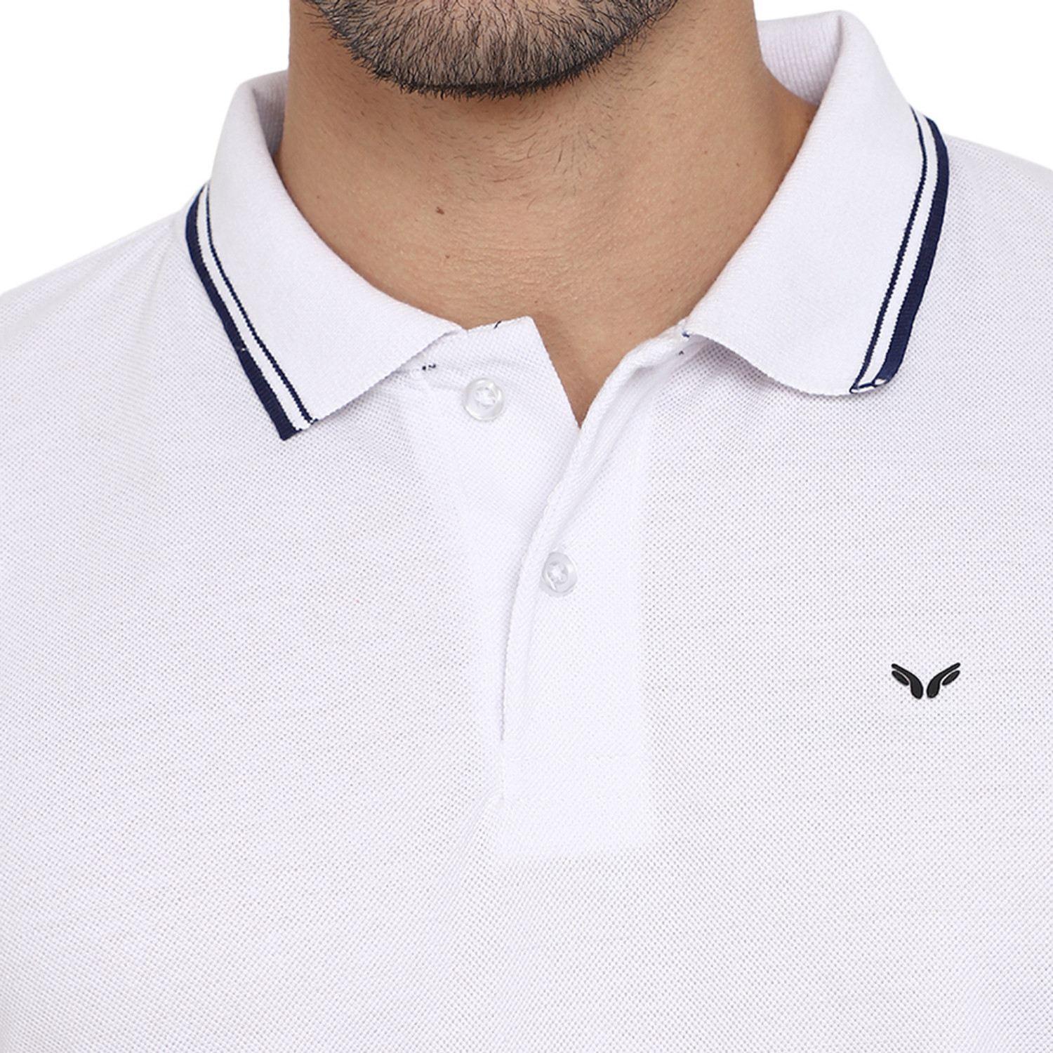 Image of V-MART Solid Men Polo Neck White T-Shirt