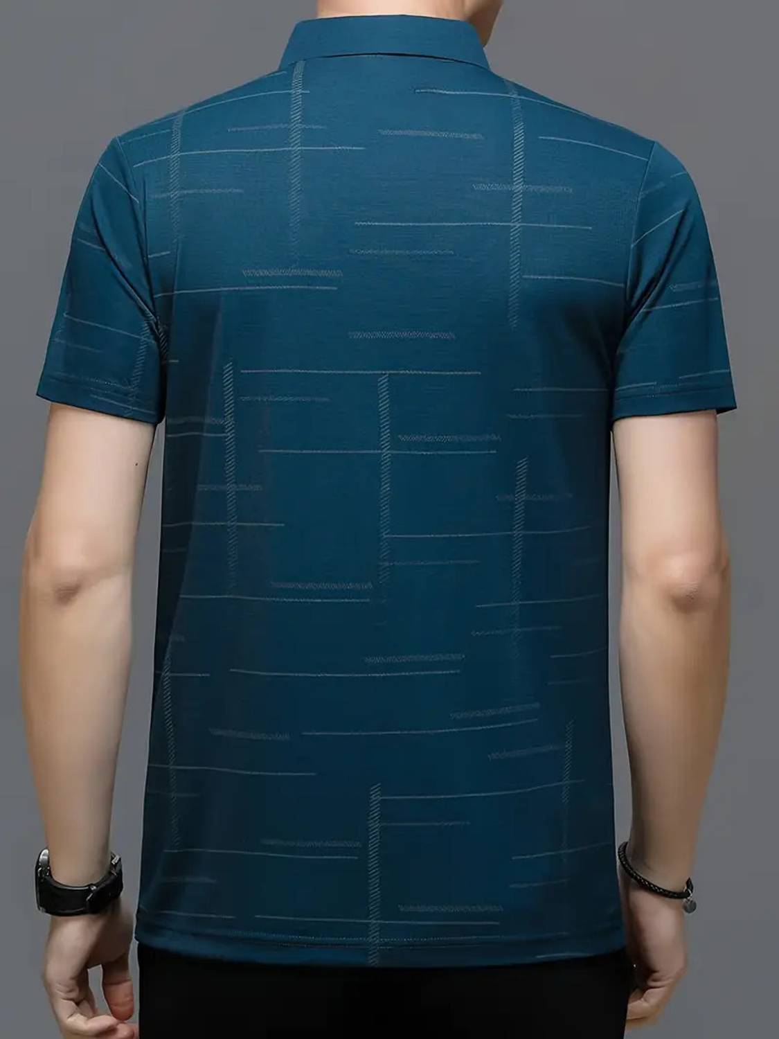 NAUGHTY Men Blue Striped Polo Neck T-Shirt - Image 2