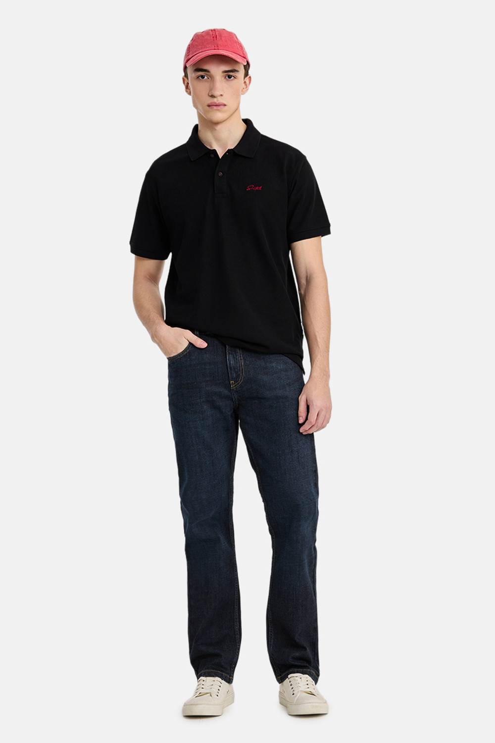 Image of Snitch Solid Men Polo Neck Black T-Shirt