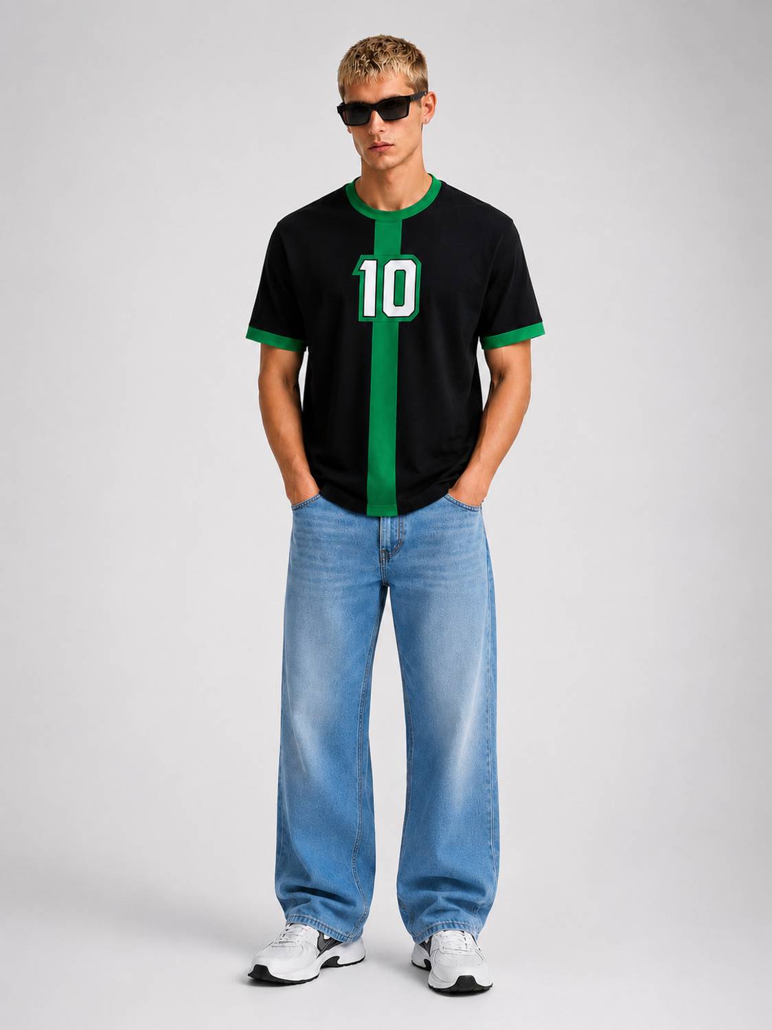 Comic Times Colorblock Couple Black, Green T-Shirt - Image 2