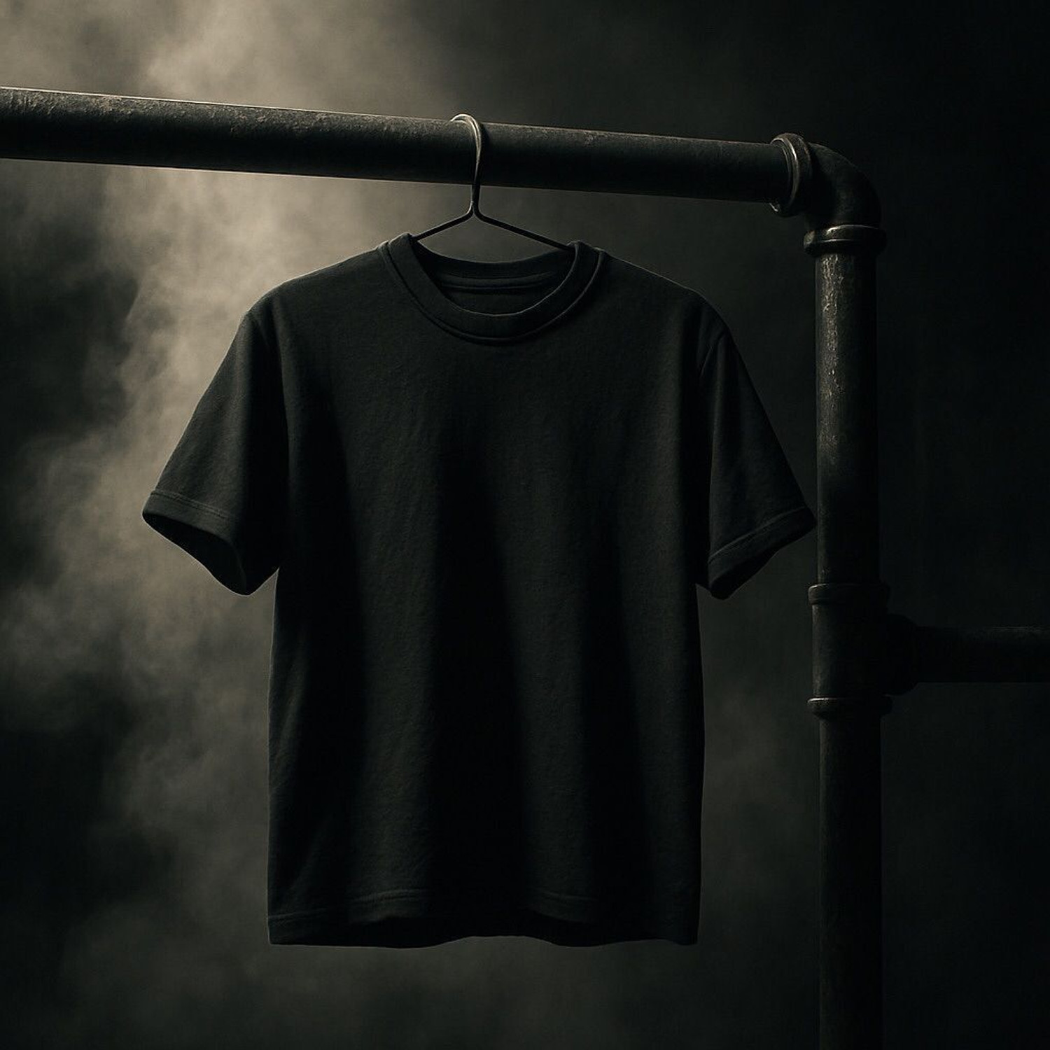Image of THE INDIAN STITCH Solid Men Round Neck Black T-Shirt