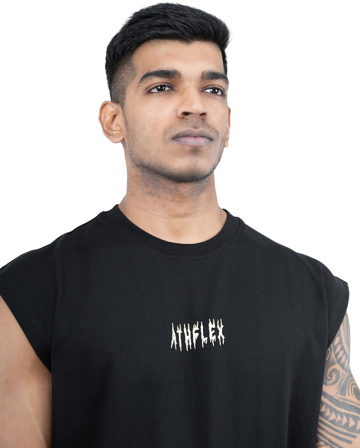 Image of Athflex Graphic Print Men Round Neck Black T-Shirt