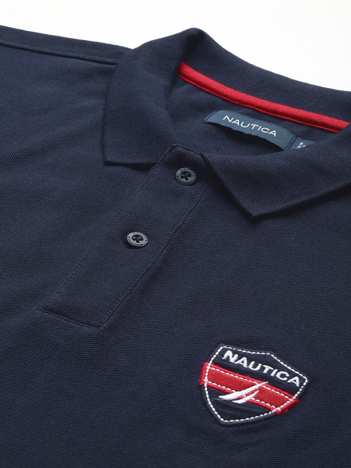 Image of NAUTICA Solid Men Polo Neck Blue T-Shirt