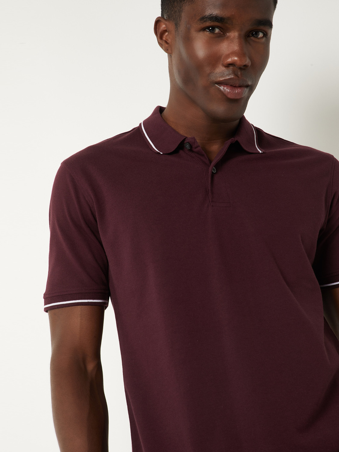 Image of MAX Solid Men Polo Neck Purple T-Shirt