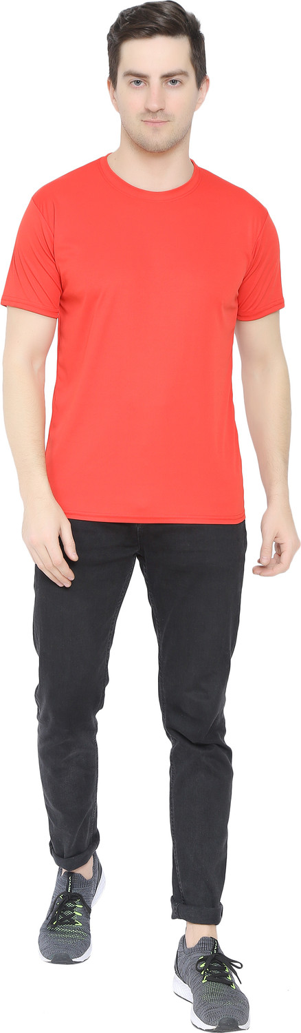 Image of KEOTI Solid Men Round Neck Red T-Shirt