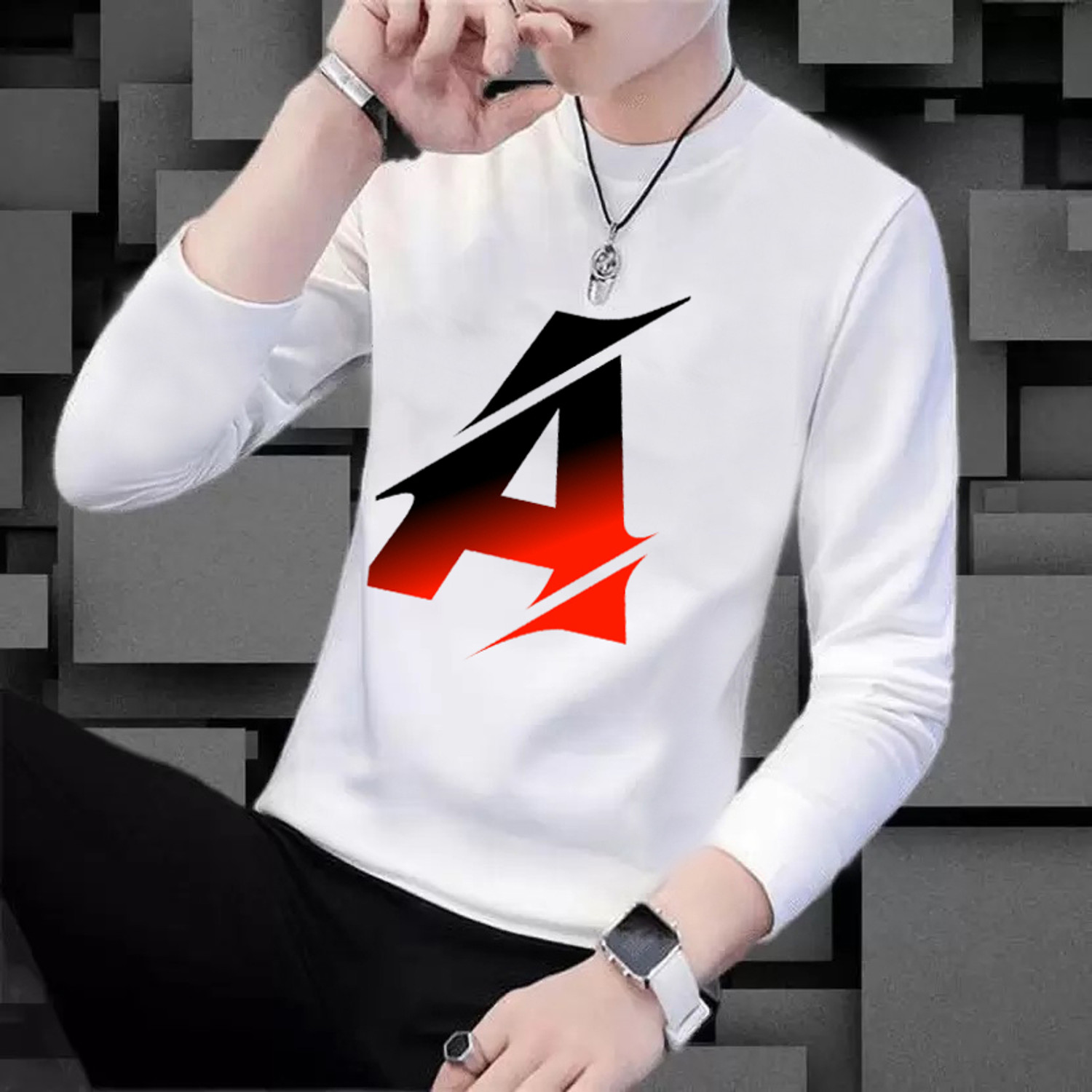 Image of JH STYLE Printed Men Round Neck White T-Shirt