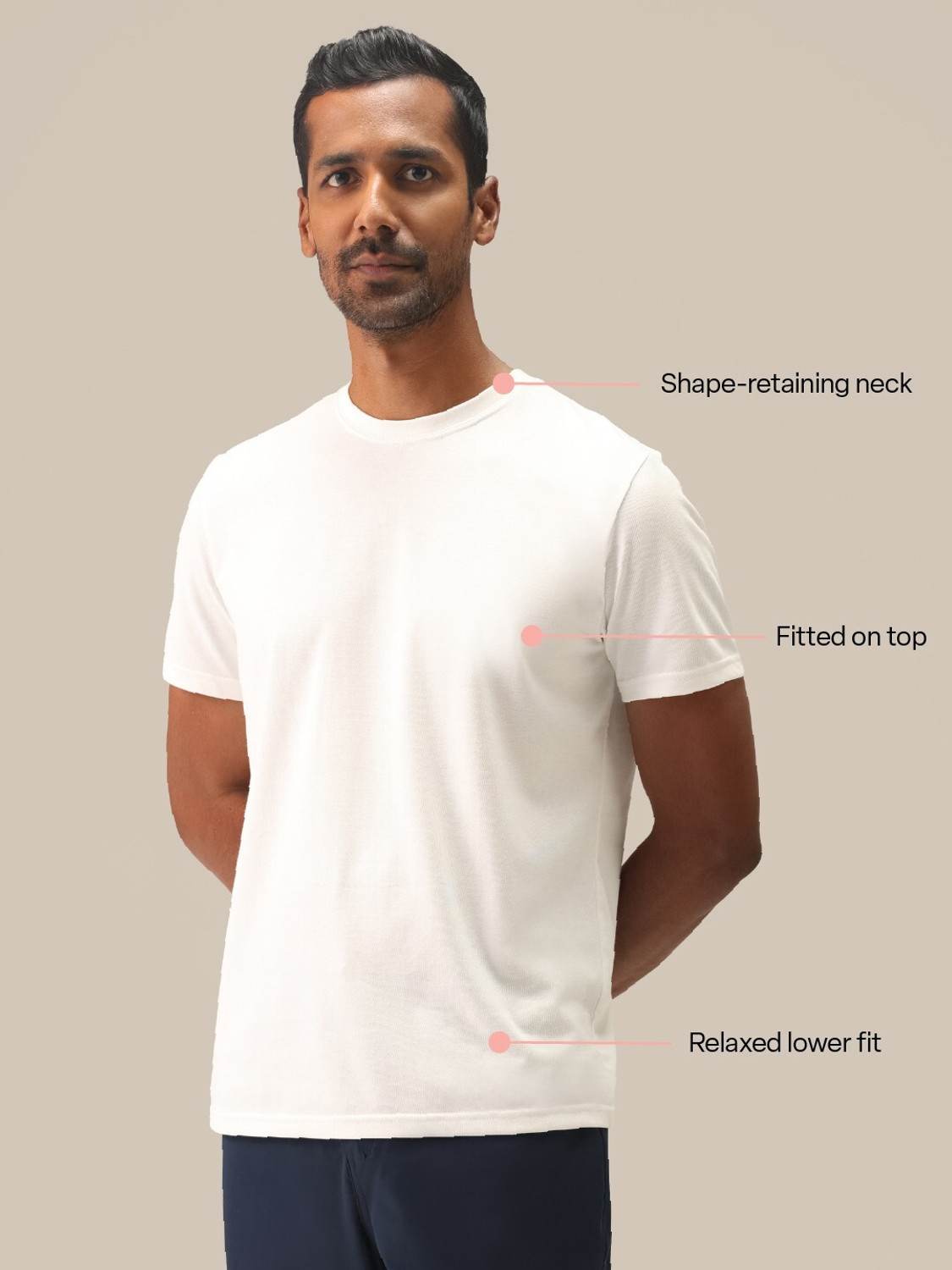 Image of BlissClub Solid Men Round Neck White T-Shirt