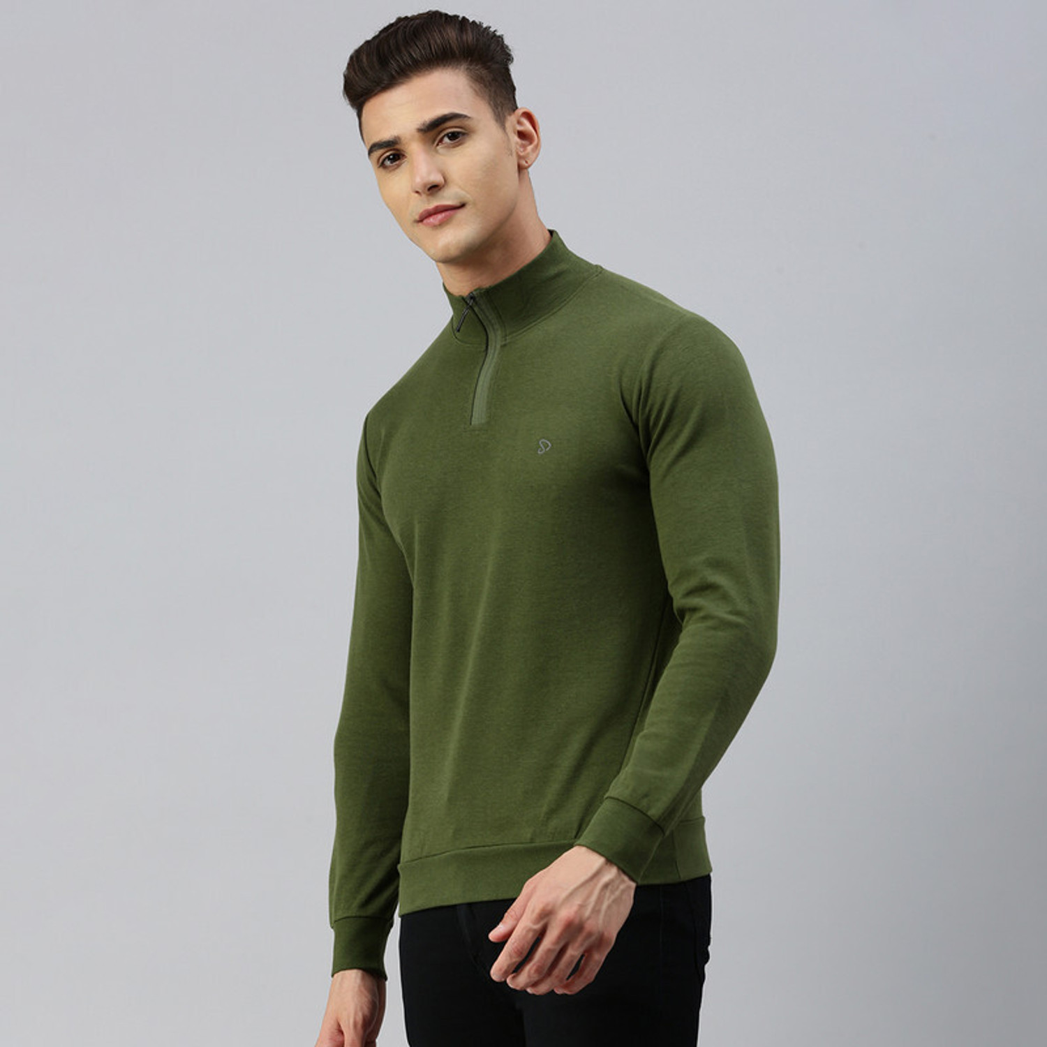 Image of SPORTO Solid Men Polo Neck Dark Green T-Shirt