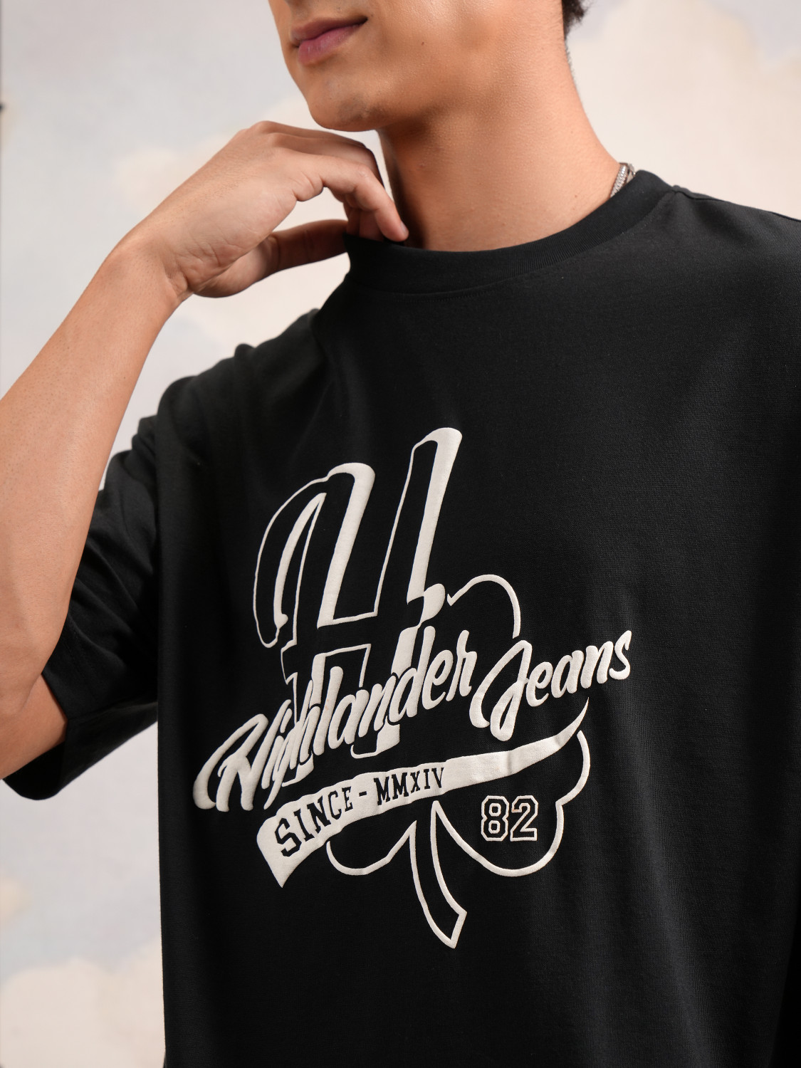 Image of HIGHLANDER Printed, Typography Men Round Neck Black T-Shirt