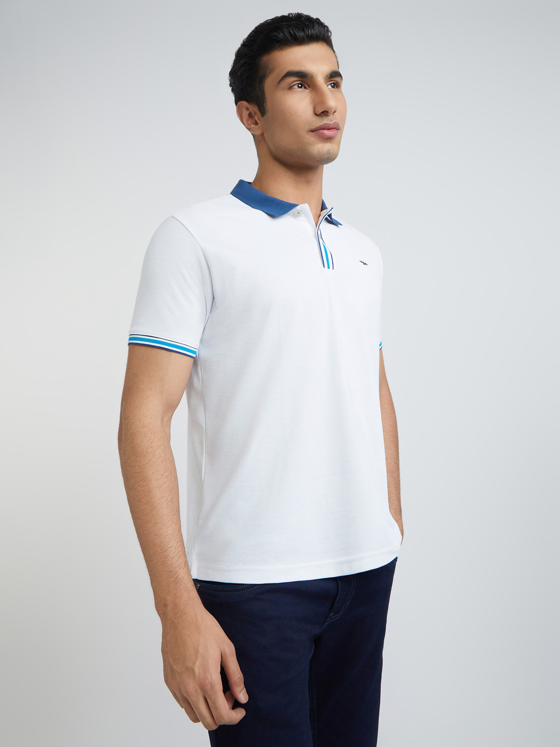 Image of PARK AVENUE Solid Men Polo Neck White T-Shirt