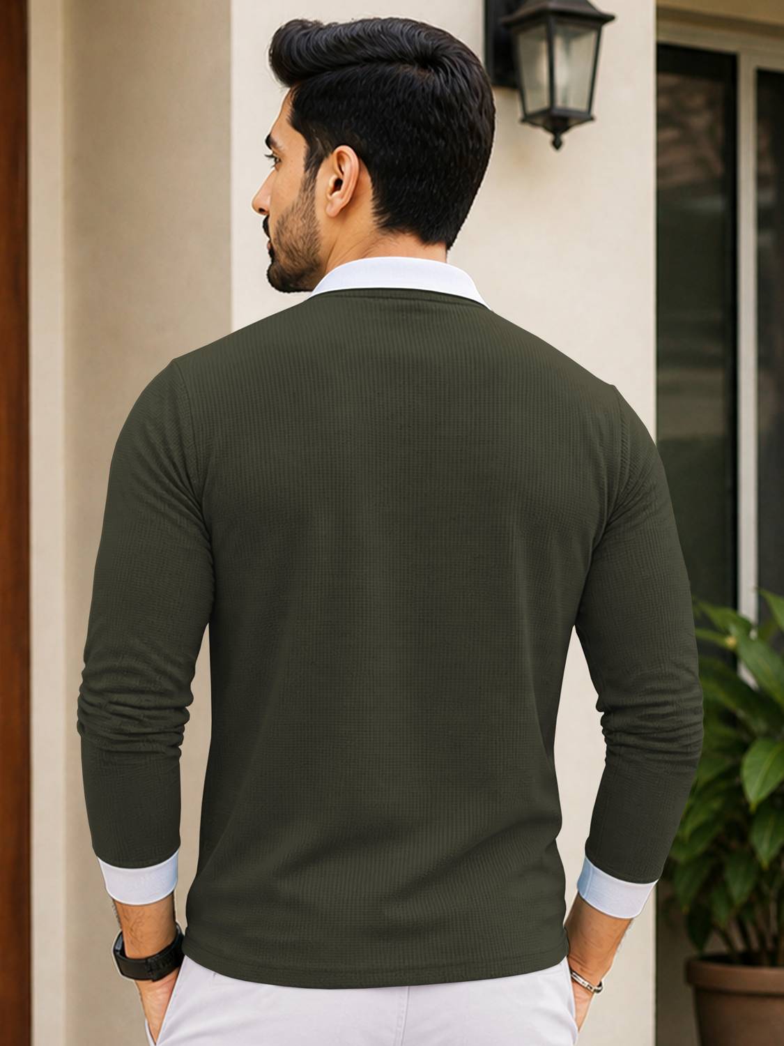 VeBNoR Men Polo Neck Green T-Shirt - Image 2