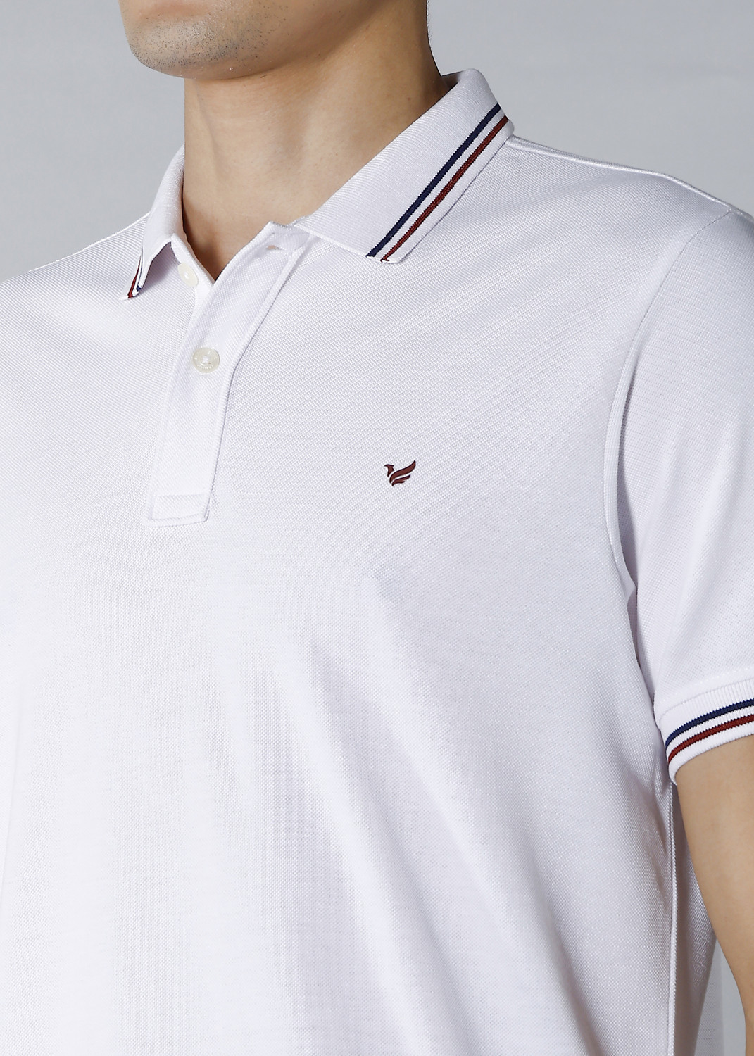 Image of Blackberrys Solid Men Polo Neck White T-Shirt