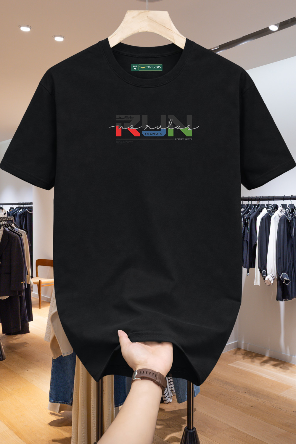 Image of TRENDIX Printed Men Round Neck Black T-Shirt
