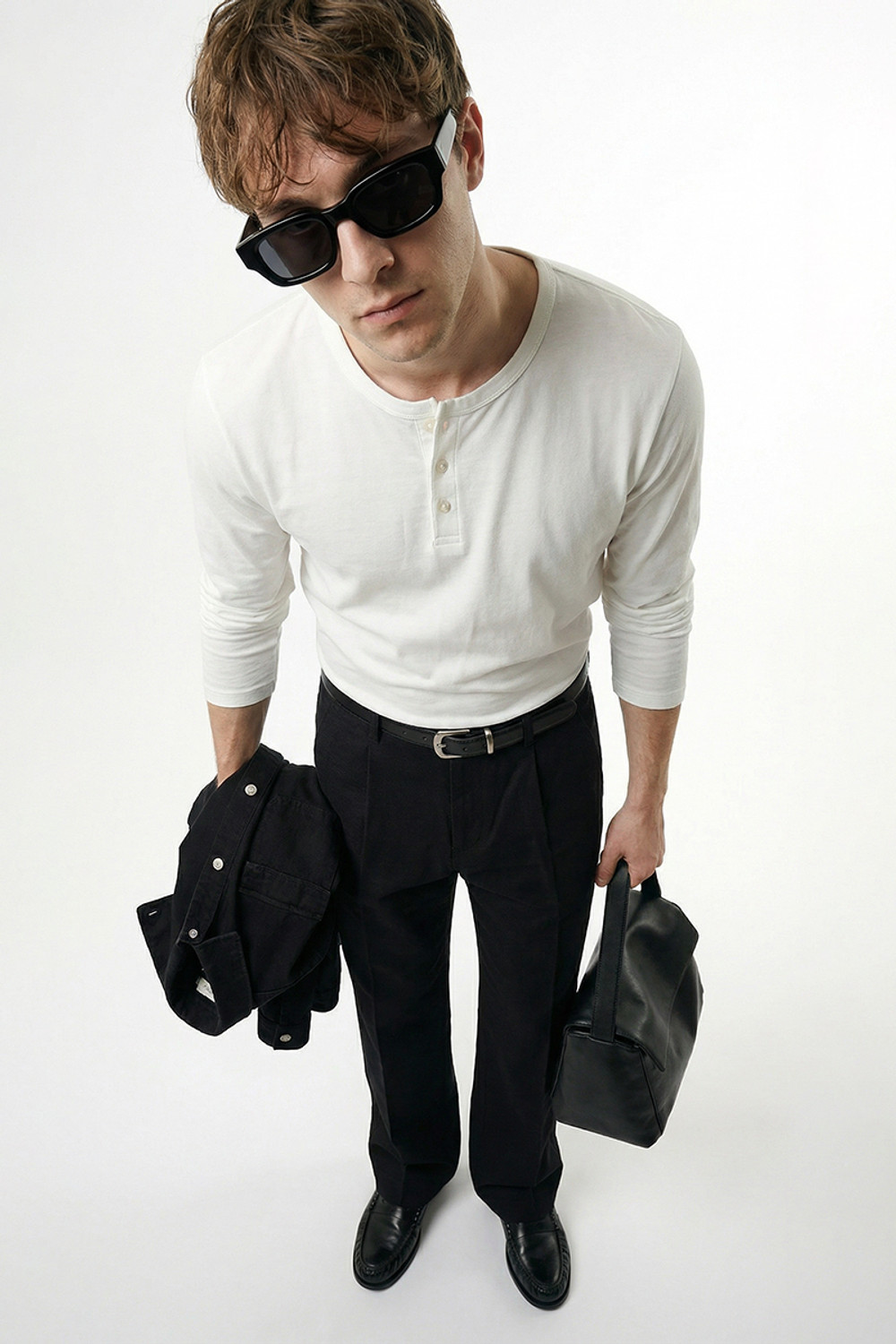 Image of Snitch Solid Men Henley Neck White T-Shirt