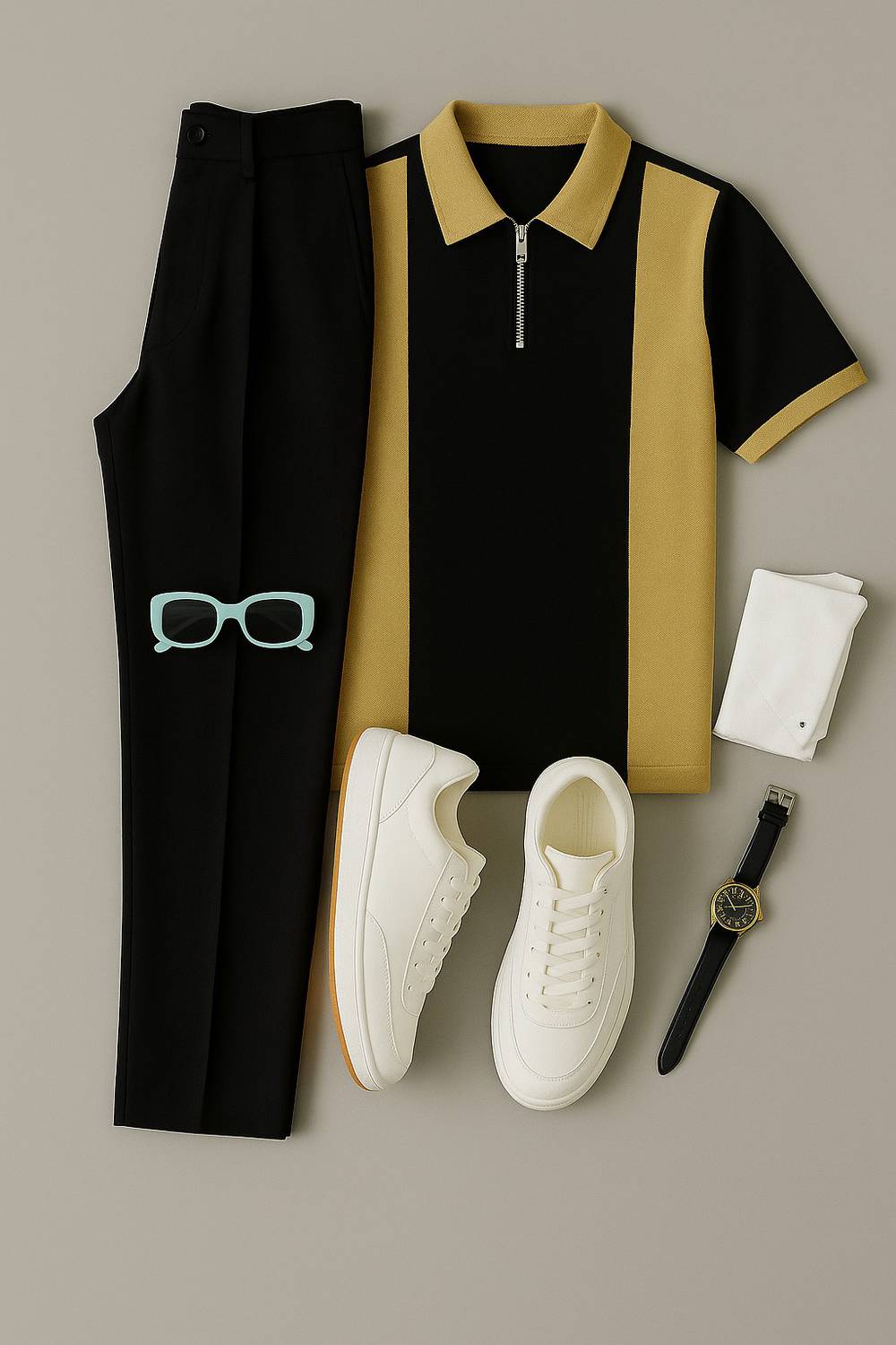 Try Colorblock Men Polo Neck Black, Brown T-Shirt - Image 2