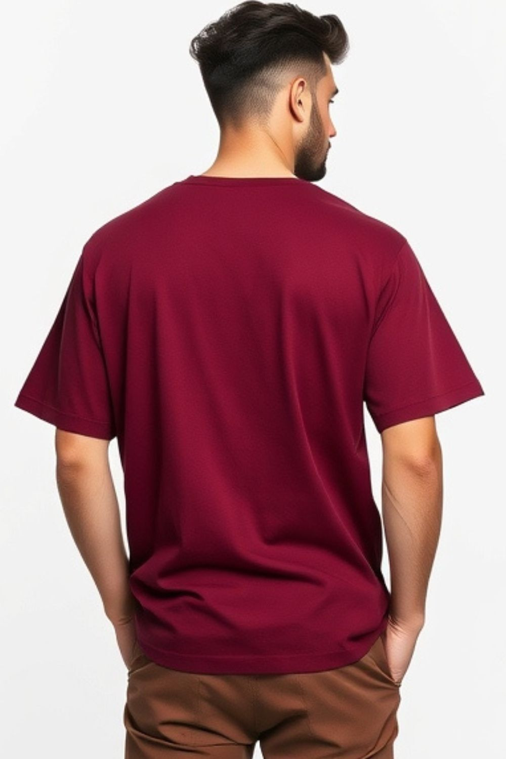 Image of UrGear Printed Men Round Neck Maroon T-Shirt