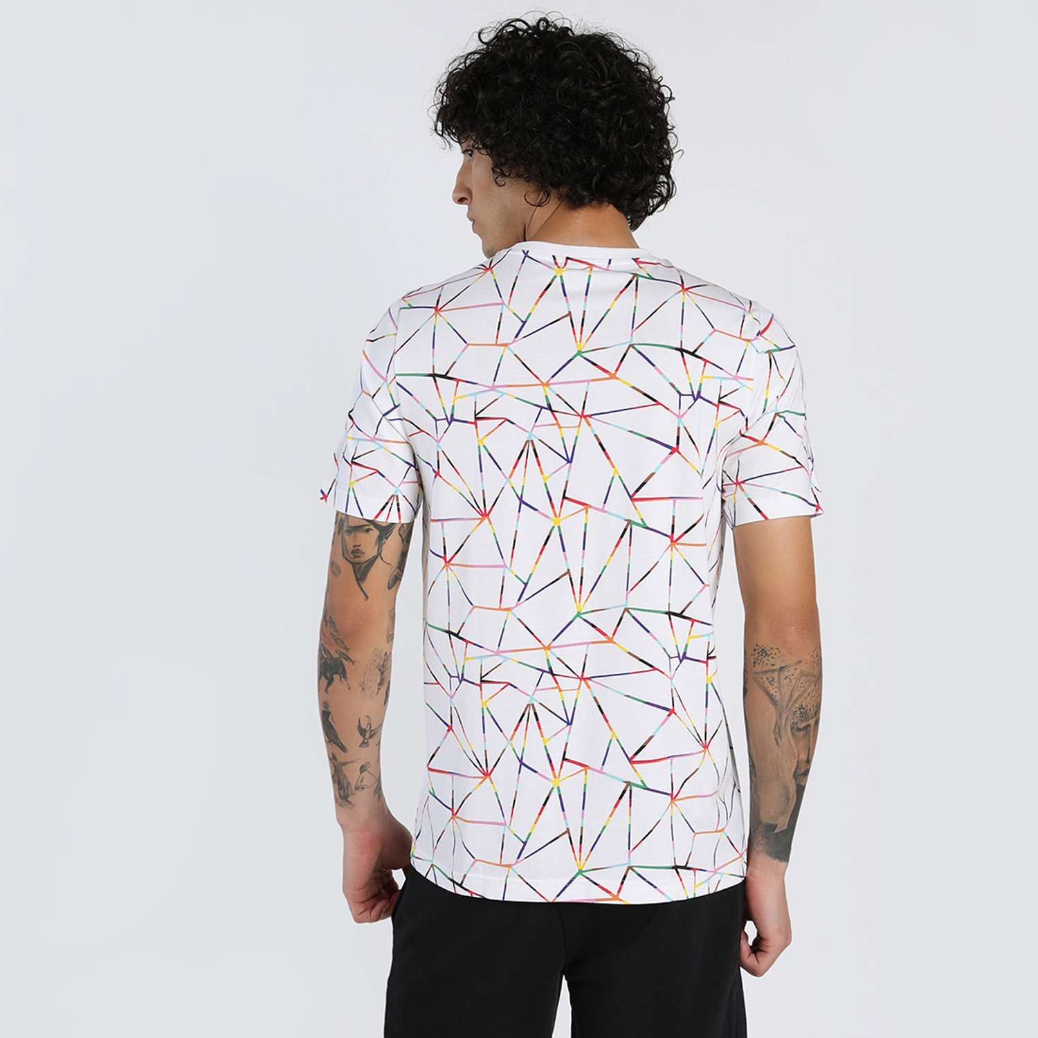 Image of PUMA Printed Men Crew Neck White T-Shirt