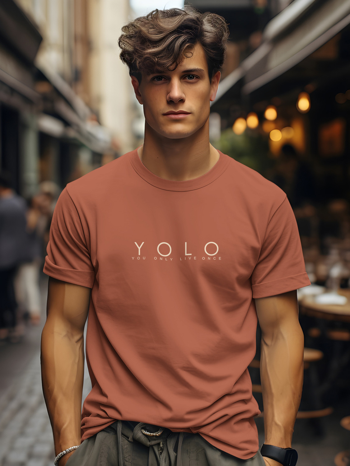 Image of Bullmer Printed Men Round Neck Multicolor T-Shirt
