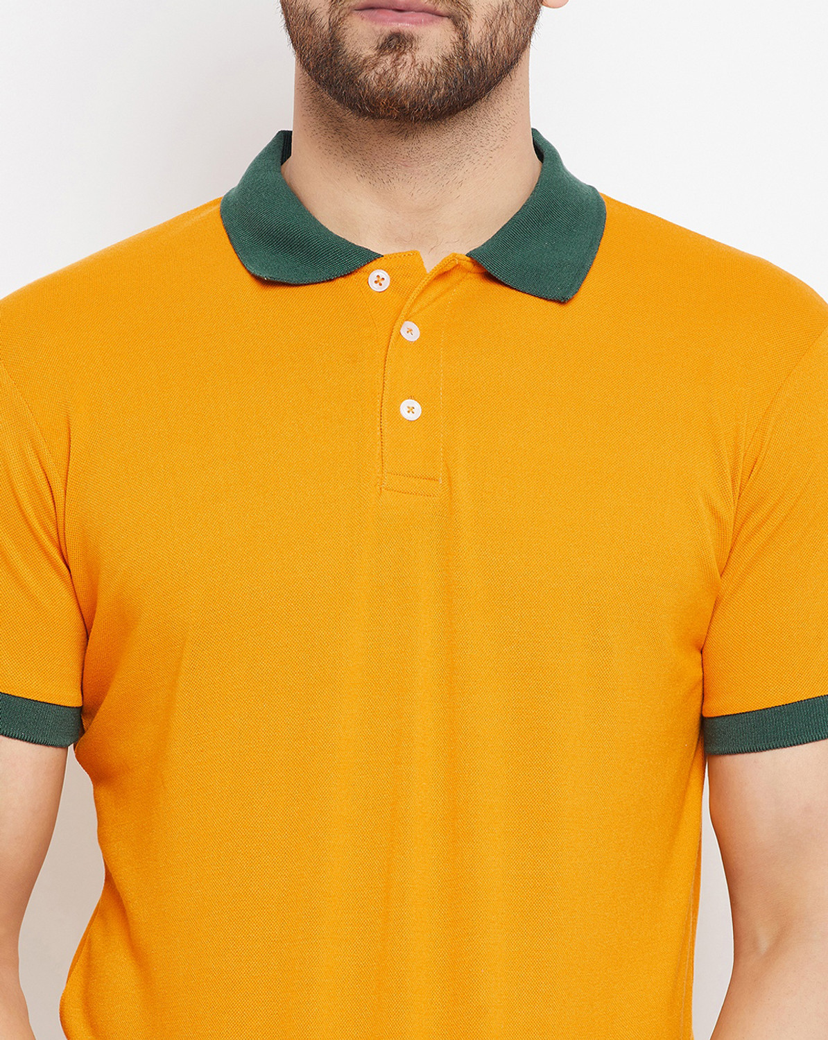 Image of The Million Club Printed Men Polo Neck Gold T-Shirt