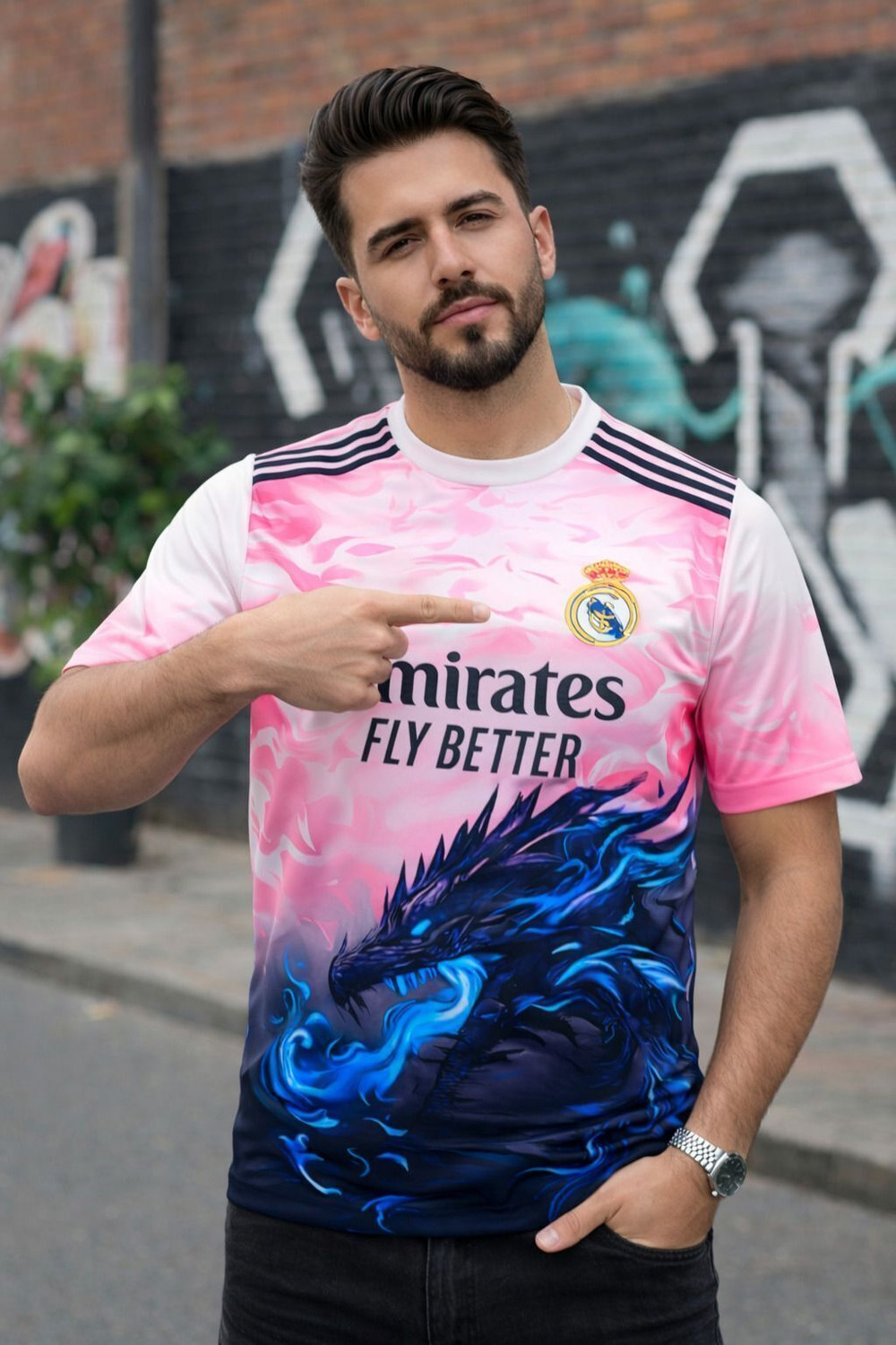 Image of ONE 7 Printed Men Round Neck Pink T-Shirt