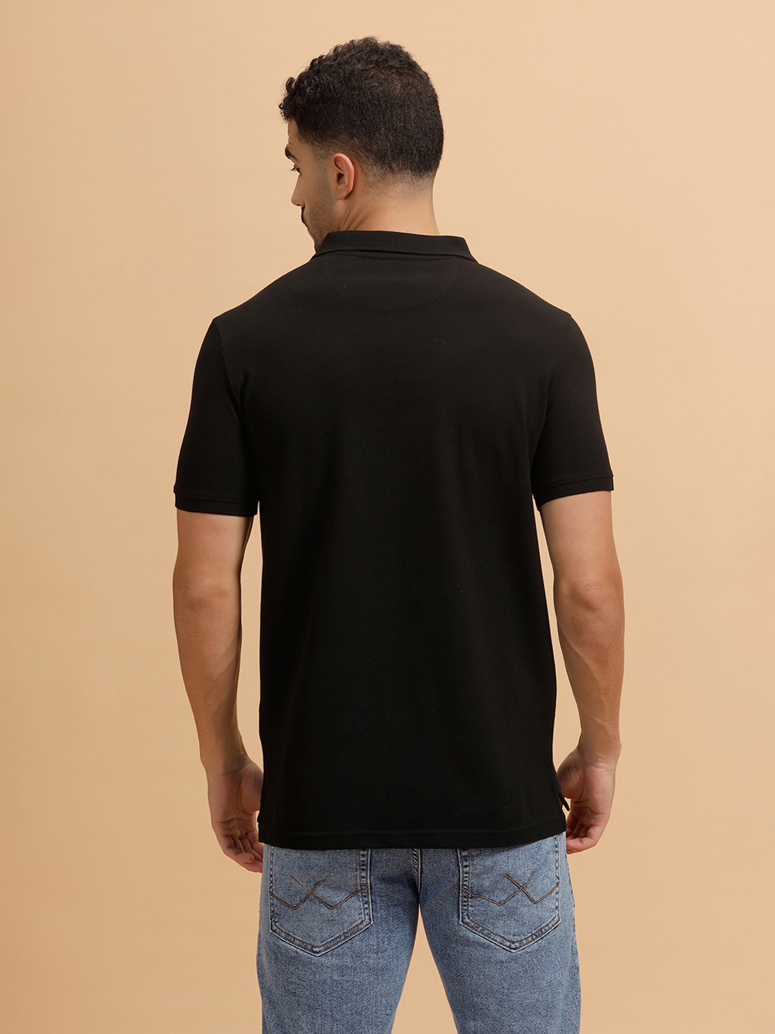 Image of WROGN Men Solid Polo Neck Pure Cotton Grey T-Shirt