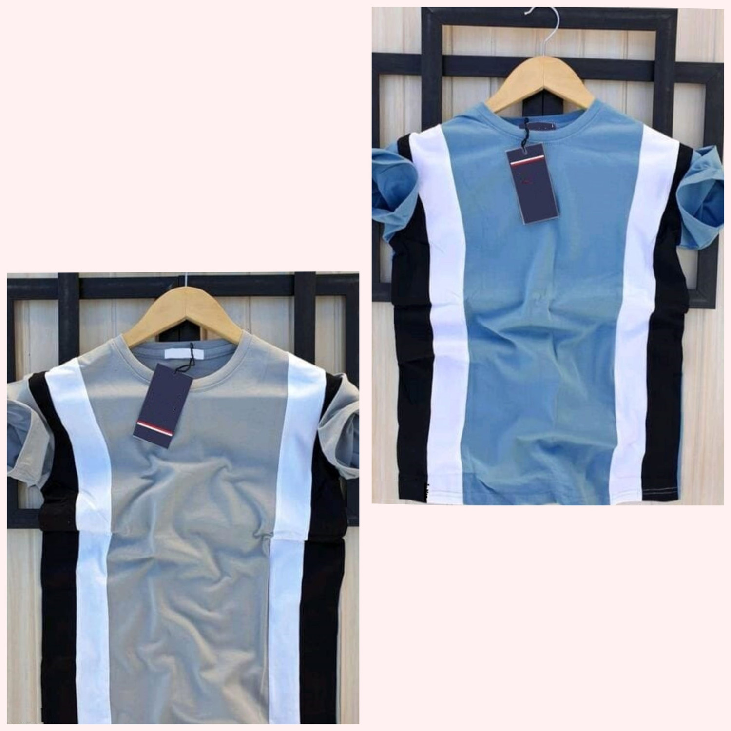 Image of squareretails Printed Men Round Neck Blue, Grey T-Shirt