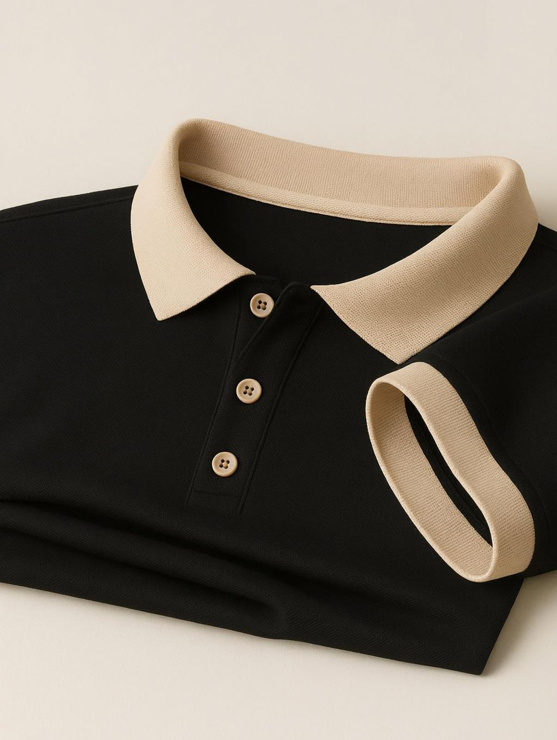 Image of Rikaro Solid Men Polo Neck Black T-Shirt