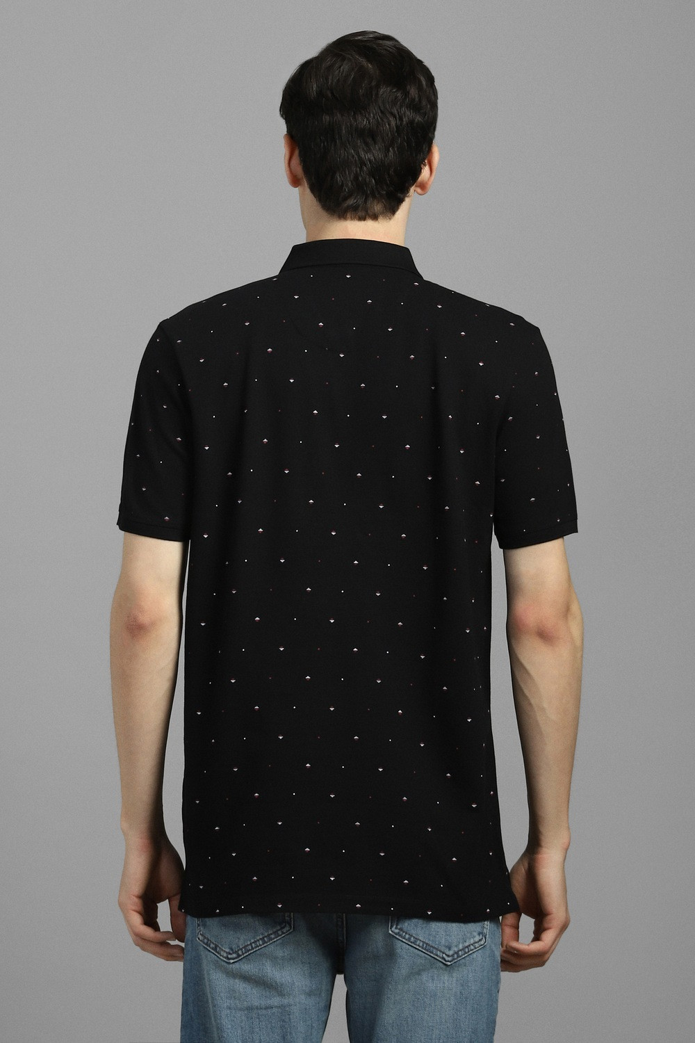Image of LOUIS PHILIPPE Printed Men Polo Neck Black T-Shirt