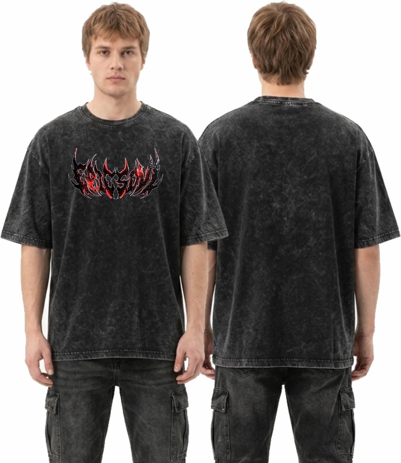 INCHEON Black Round Neck T-Shirt - Image 3