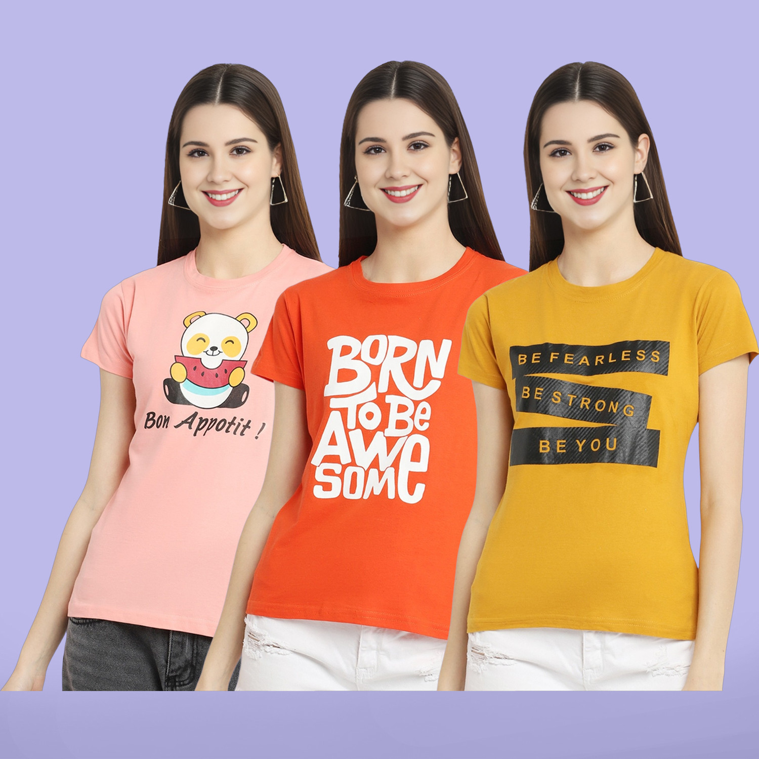 Image of METRONAUT Graphic Print Women Round Neck Multicolor T-Shirt