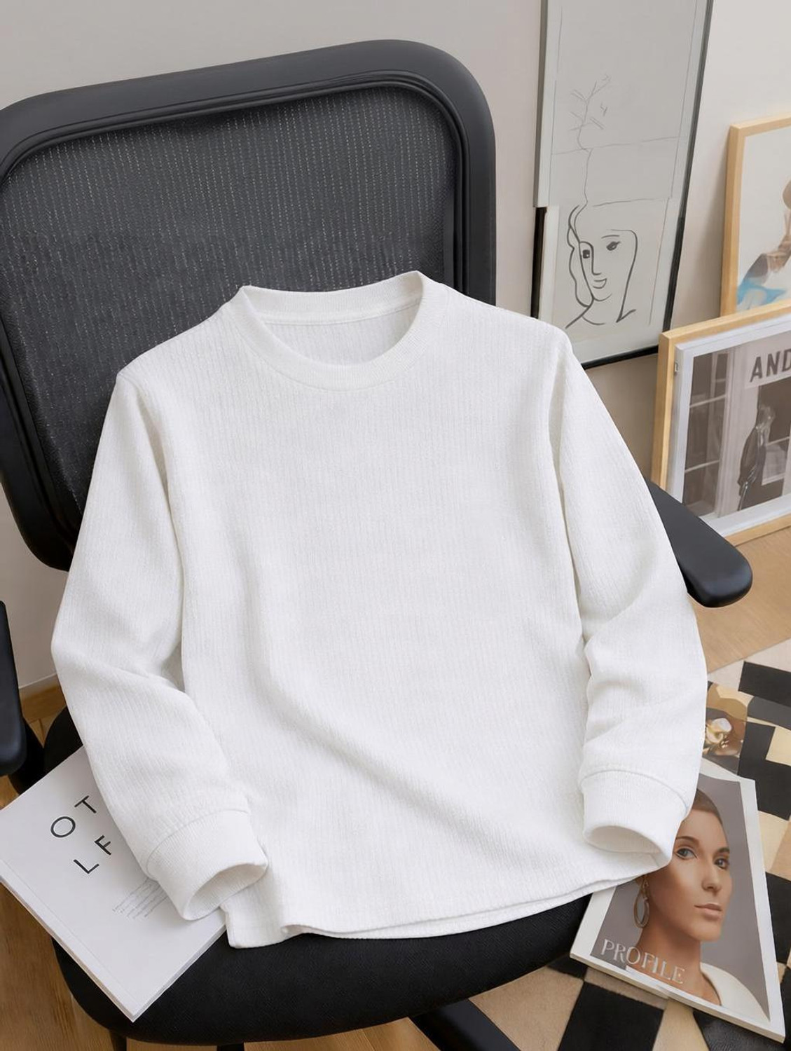 Image of Try This Striped Men Zip Neck White, Silver T-Shirt