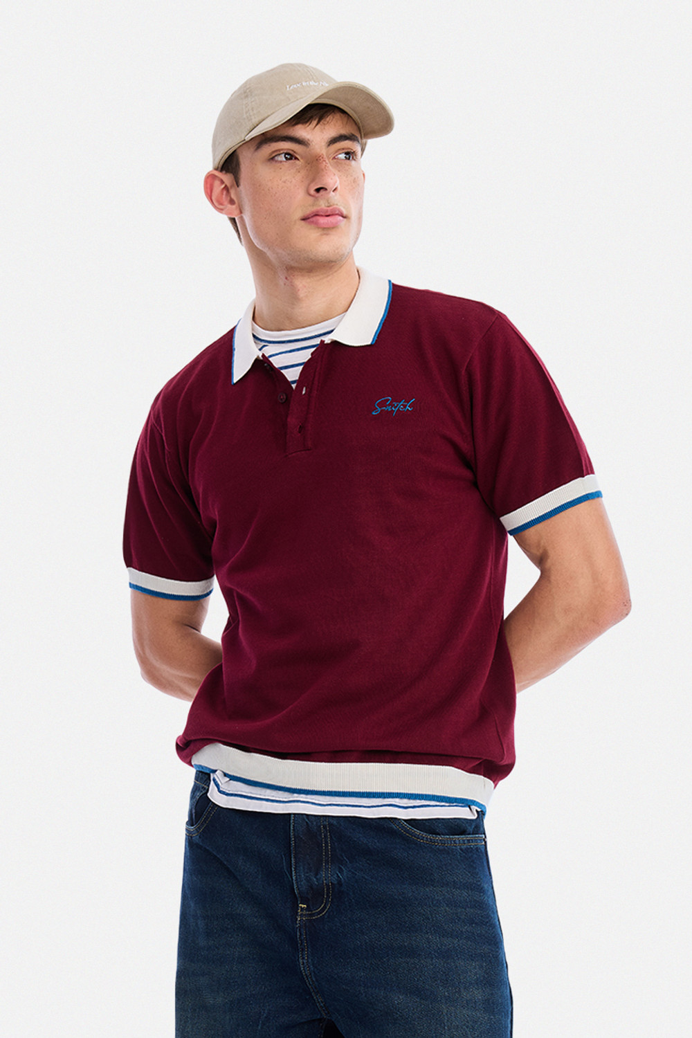 Snitch Solid, Printed Men Polo Neck Maroon T-Shirt