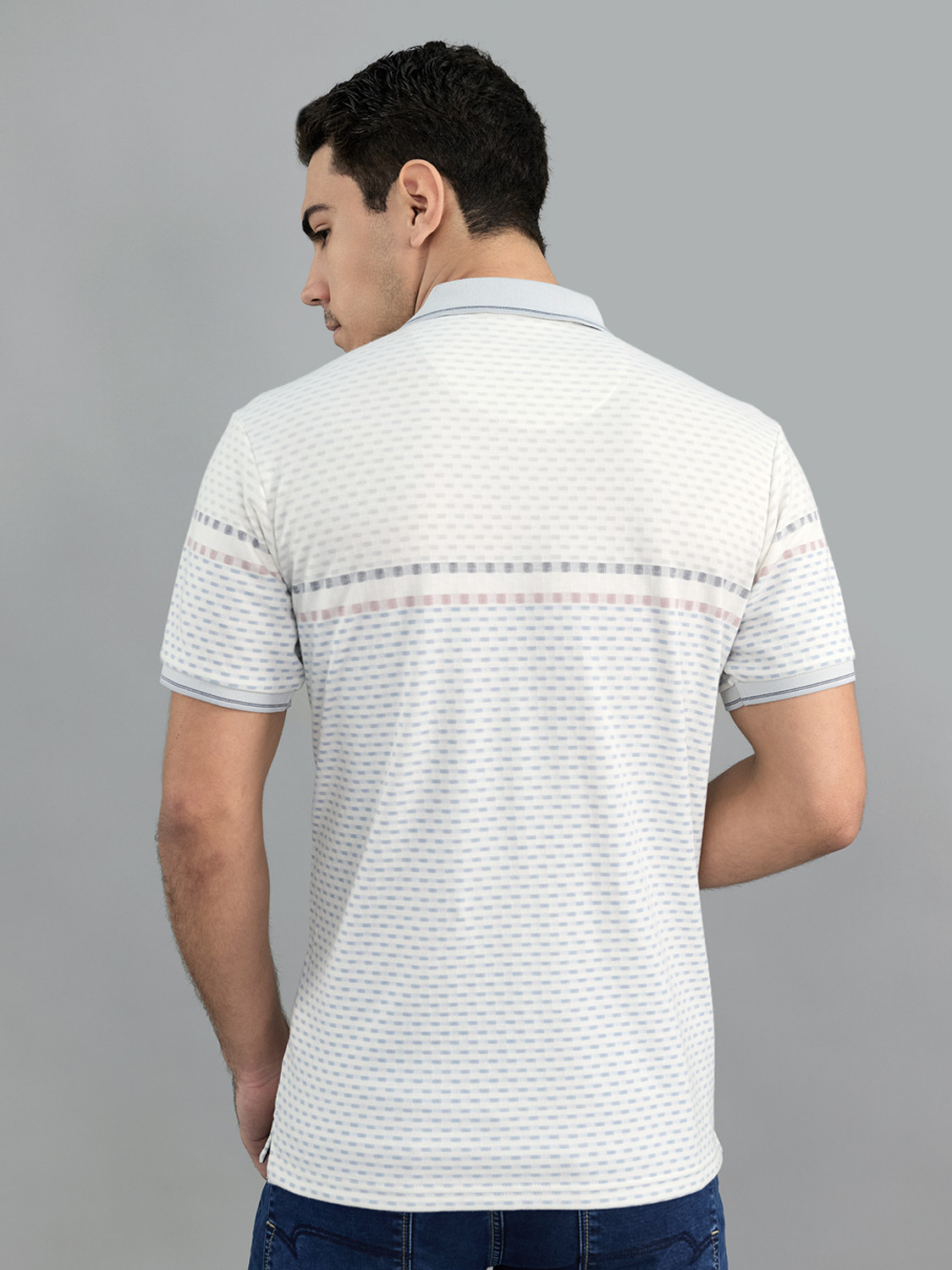 Image of MONTE CARLO Striped Men Polo Neck Grey T-Shirt