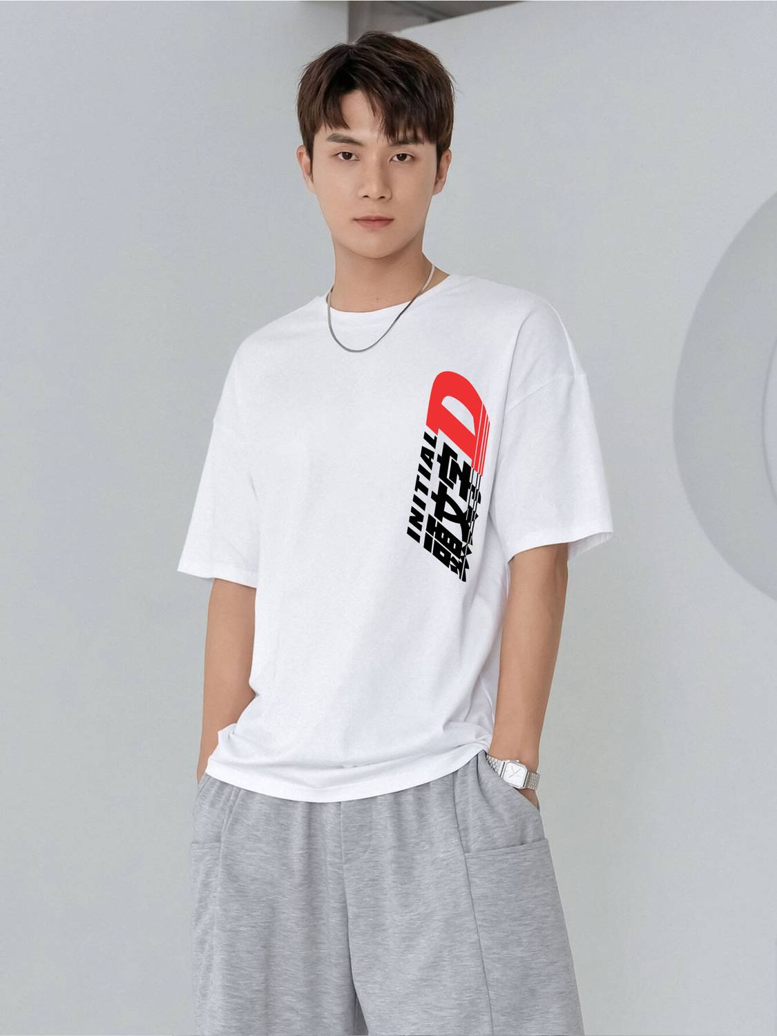 Jump Cuts Men Printed Round Neck Cotton Blend White, Black T-Shir