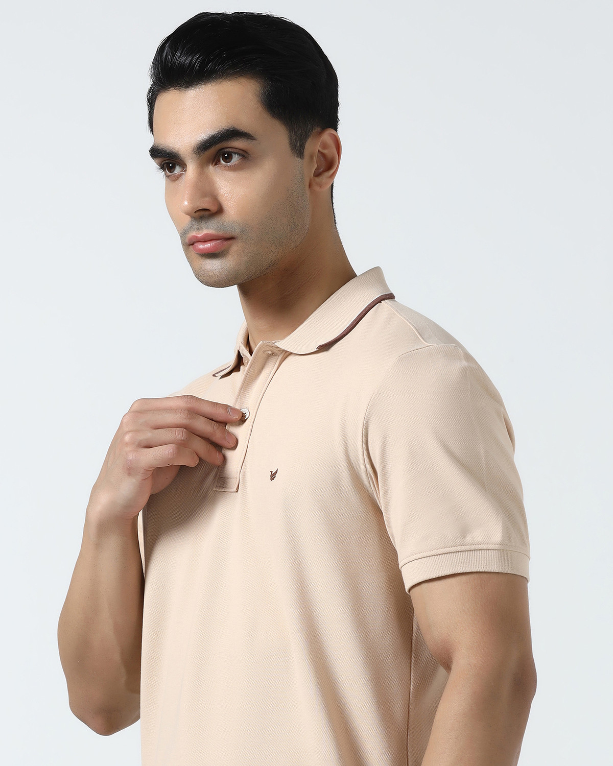 Image of Blackberrys Solid Men Polo Neck Beige T-Shirt