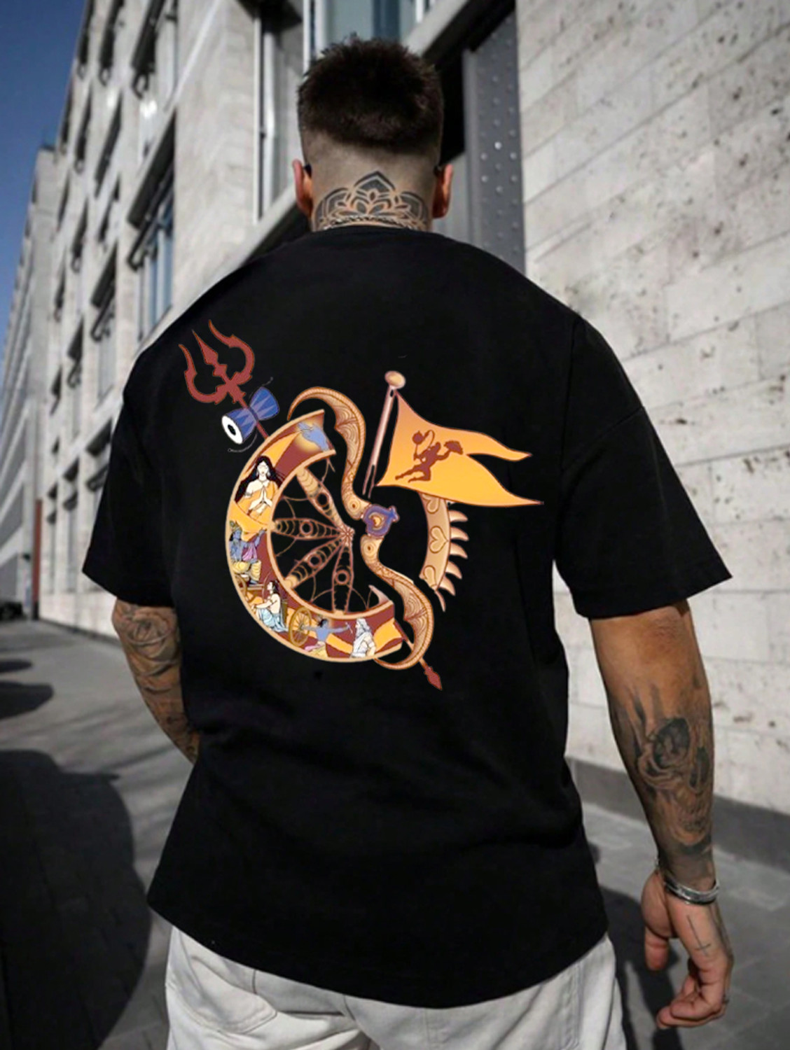 Image of PARA HILLS Graphic Print Men Round Neck Black T-Shirt