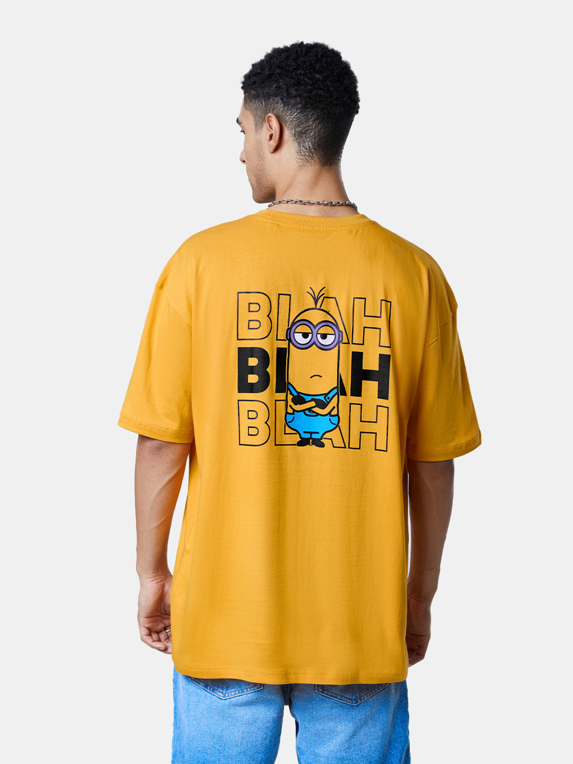 Image of The Souled Store Graphic Print Men Round Neck Yellow T-Shirt