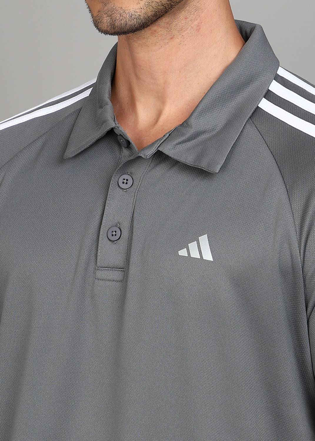 ADIDAS Men Grey Polo Neck T-Shirt - Image 5