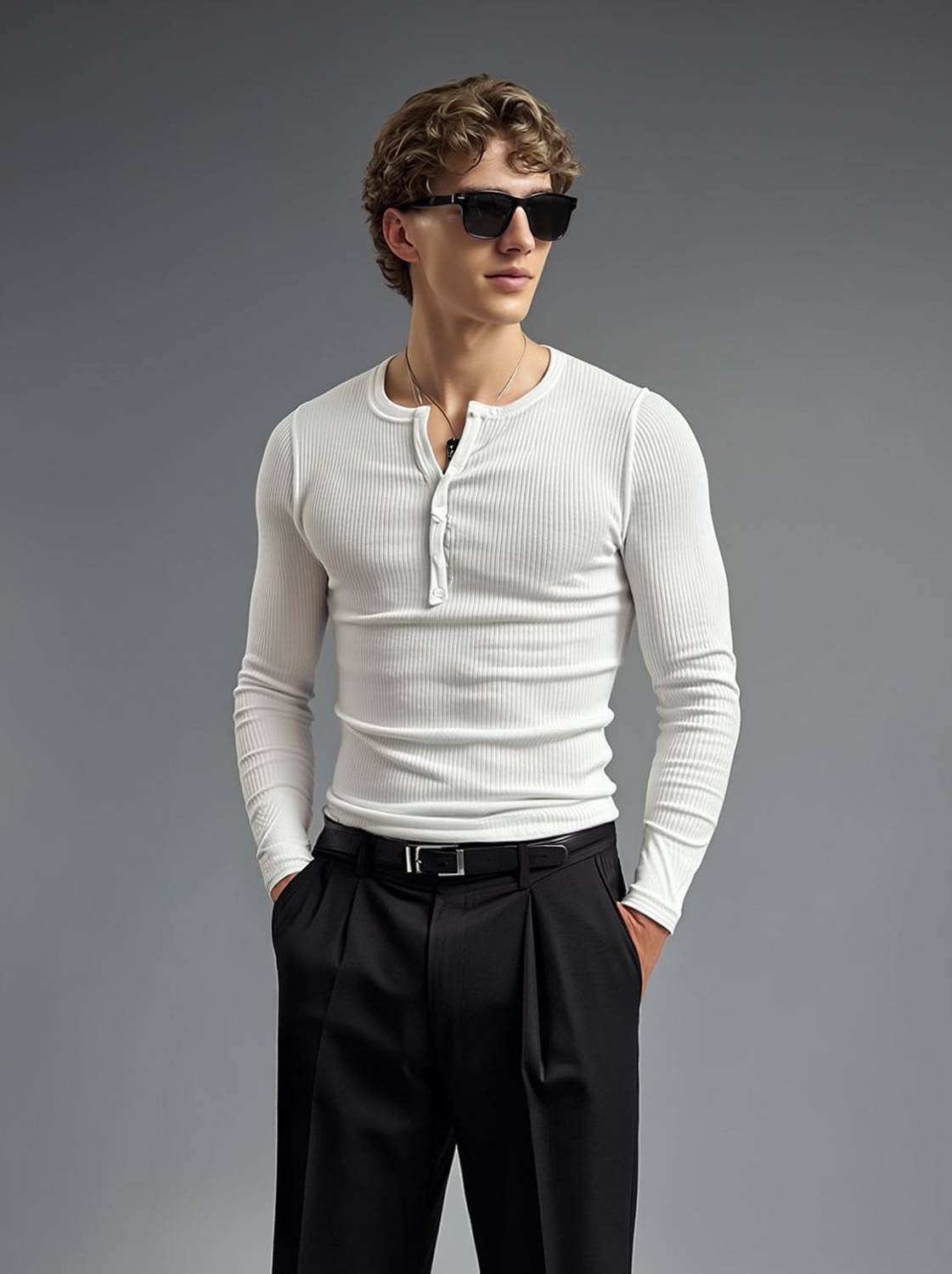 FUGAZEE Solid Men Henley Neck White T-Shirt